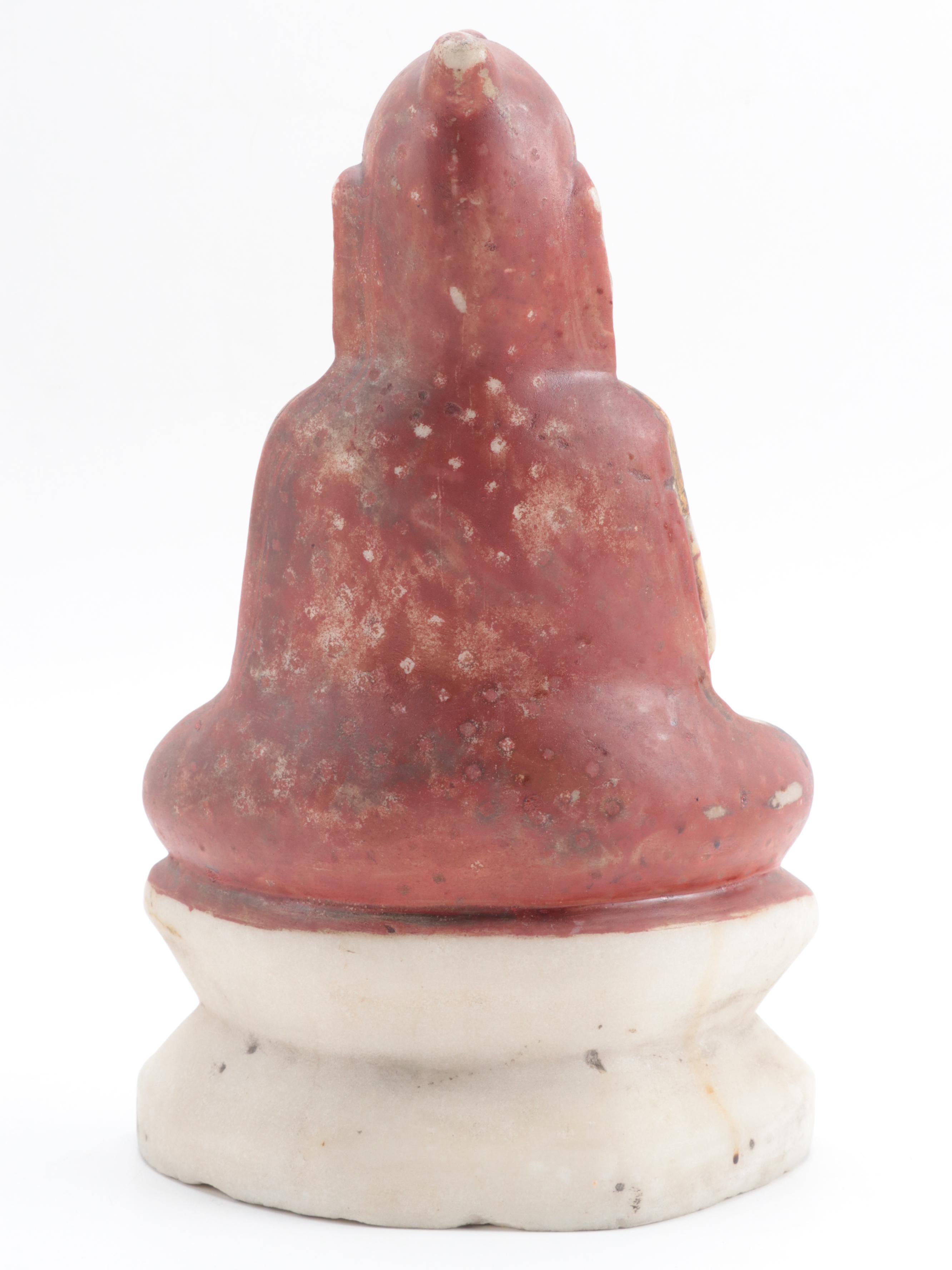 Indian Gilt Polychrome Alabaster Carving of a Devi