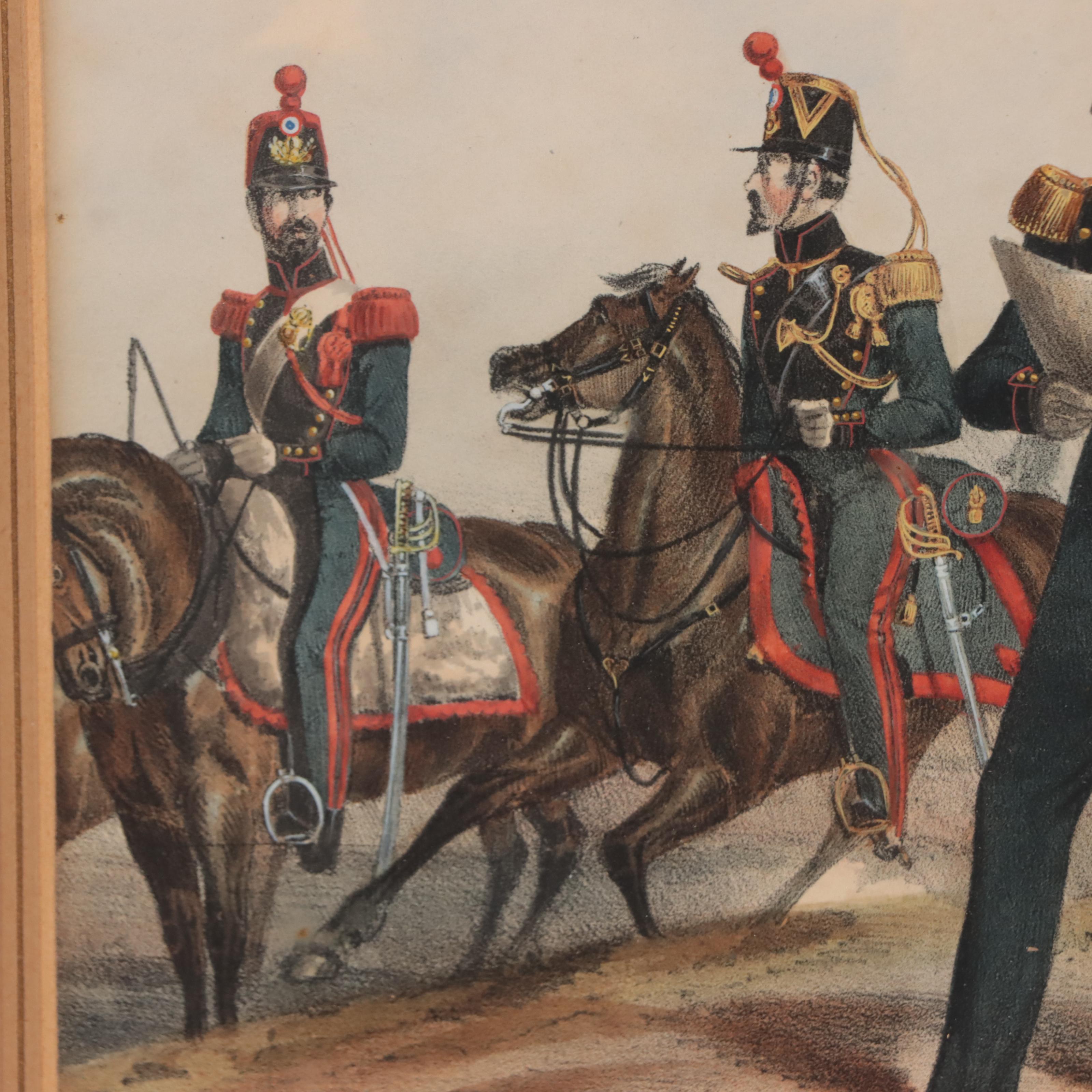 Hand-Colored Lithographs of Military Scenes, Circa 1840