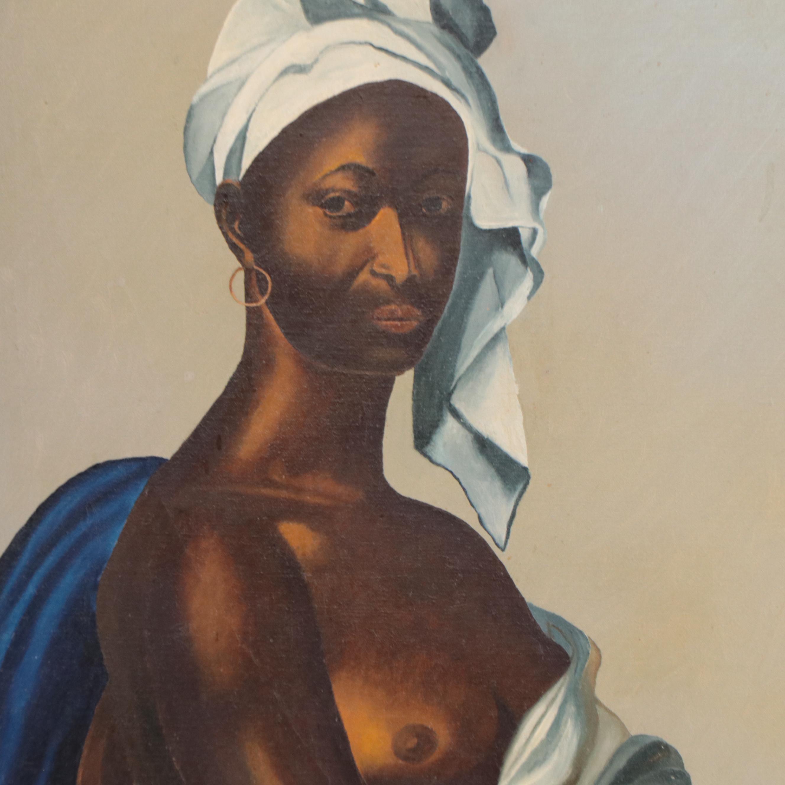 Post-Impressionist Style Oil Painting of Seated Figure With Flowers