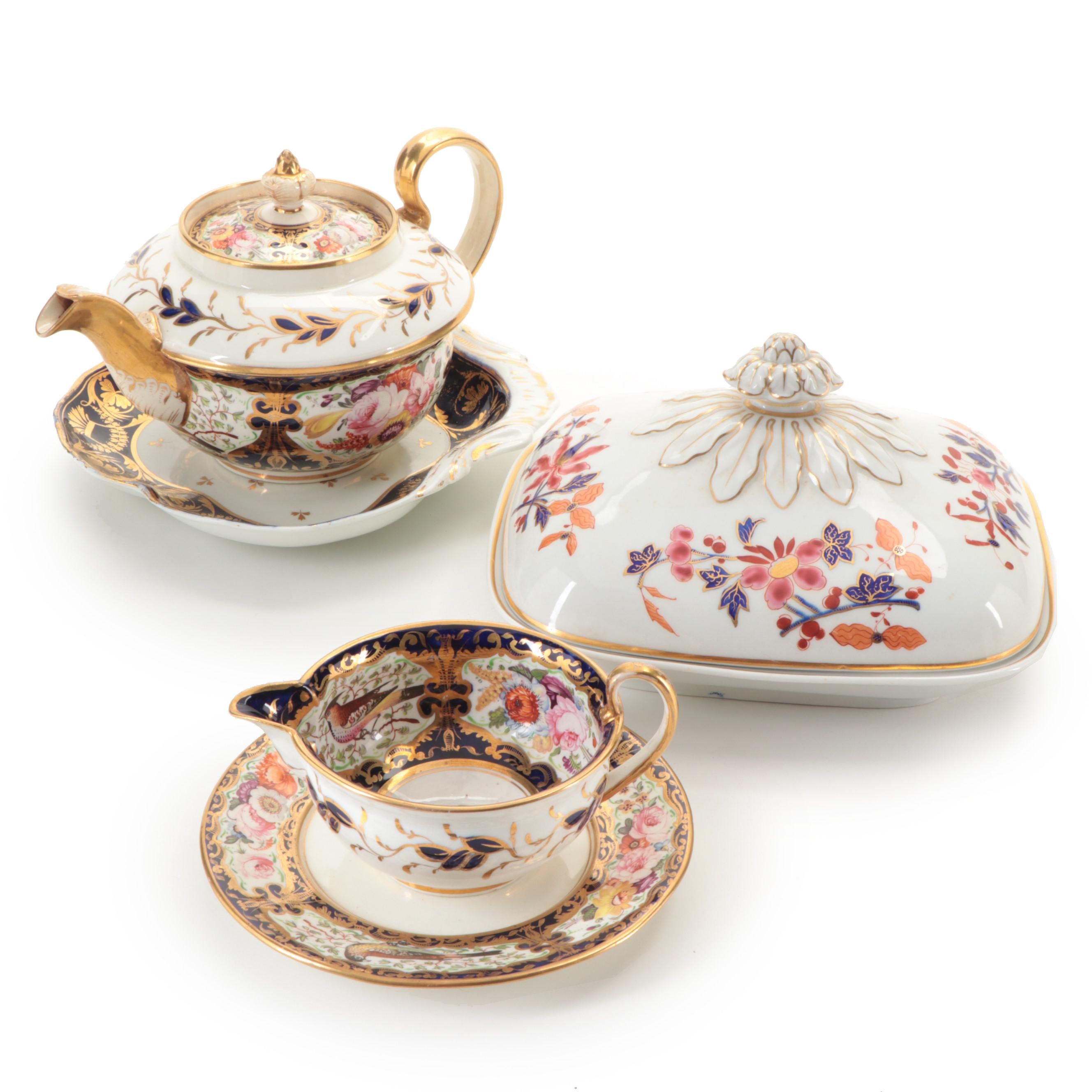 Derby Fruit Bowl and Other Hand-Painted English Porcelain Tableware