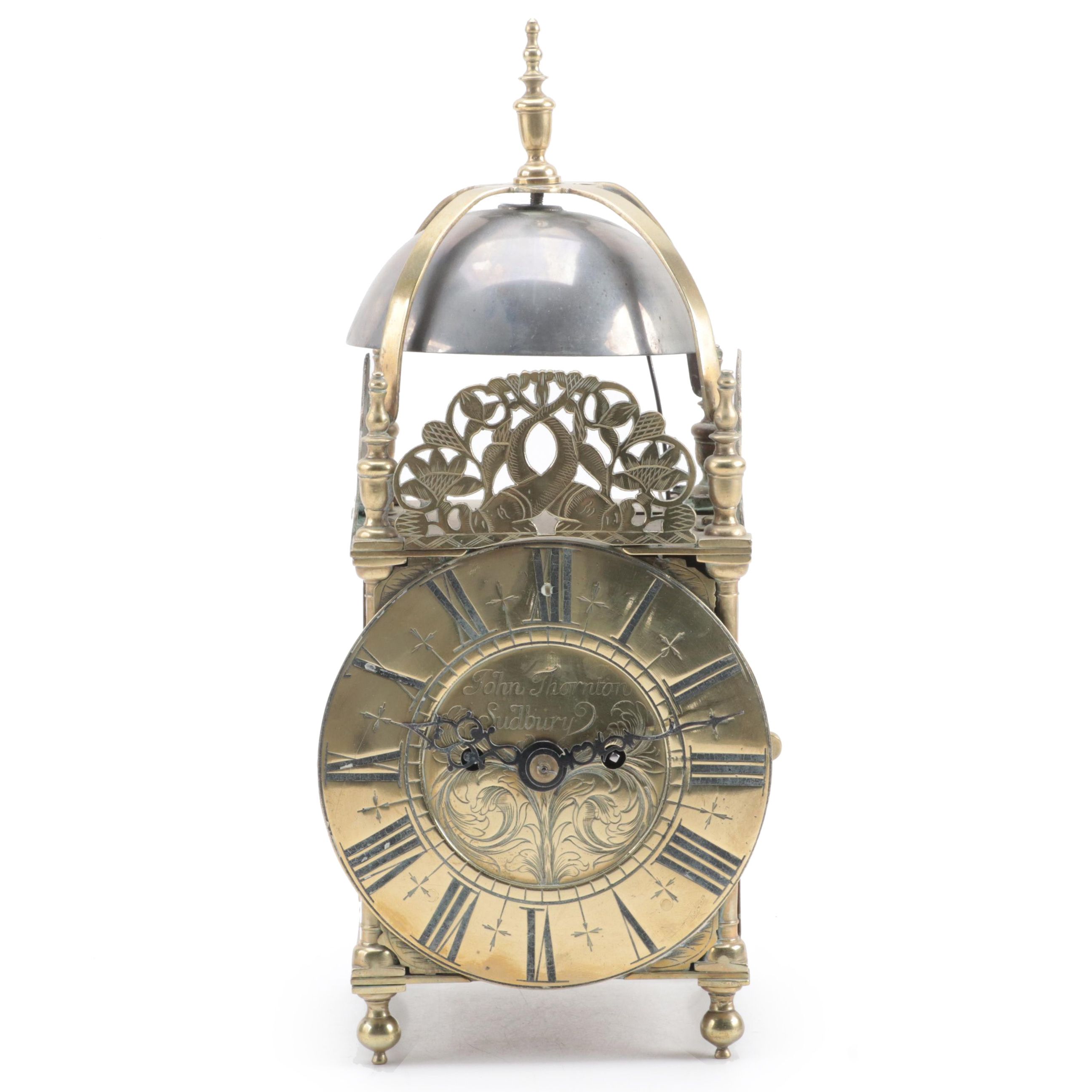 John Thornton of Sudbury English Brass Lantern Clock, 18th Century