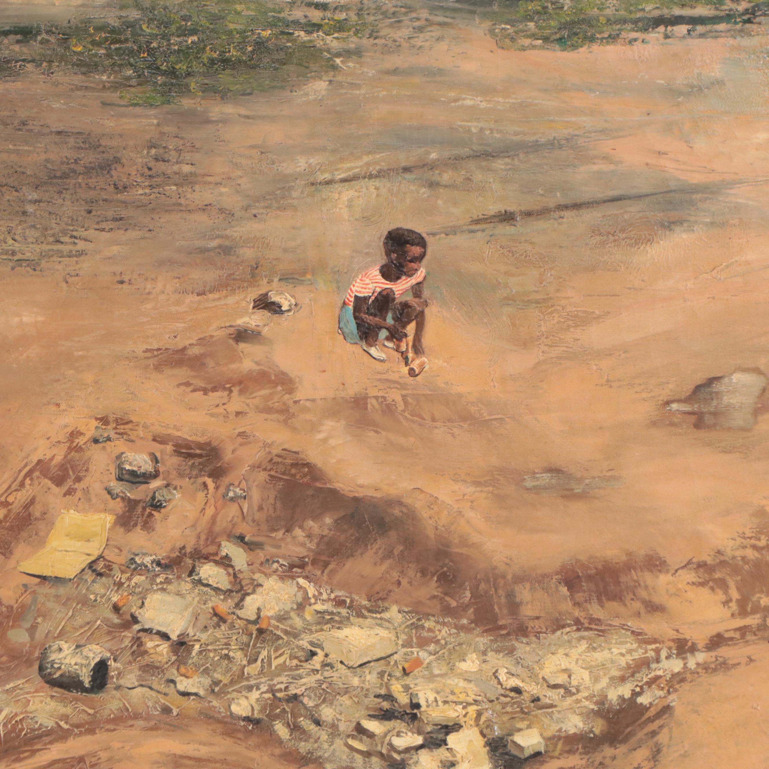 Oil Painting of Lonely Boy at Landfill, 1949