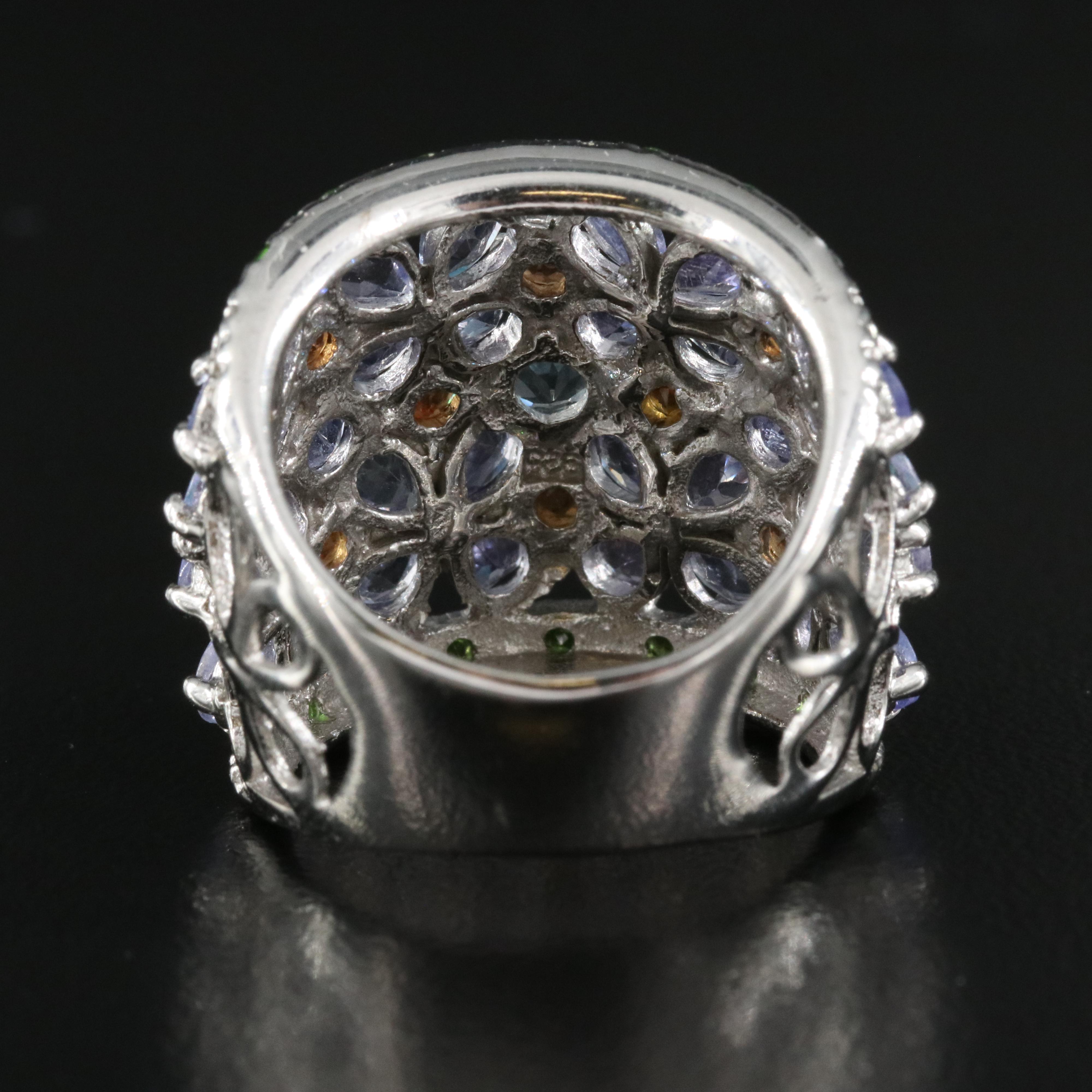 Sterling Ring Including Tanzanite, Aquamarine and Diopside