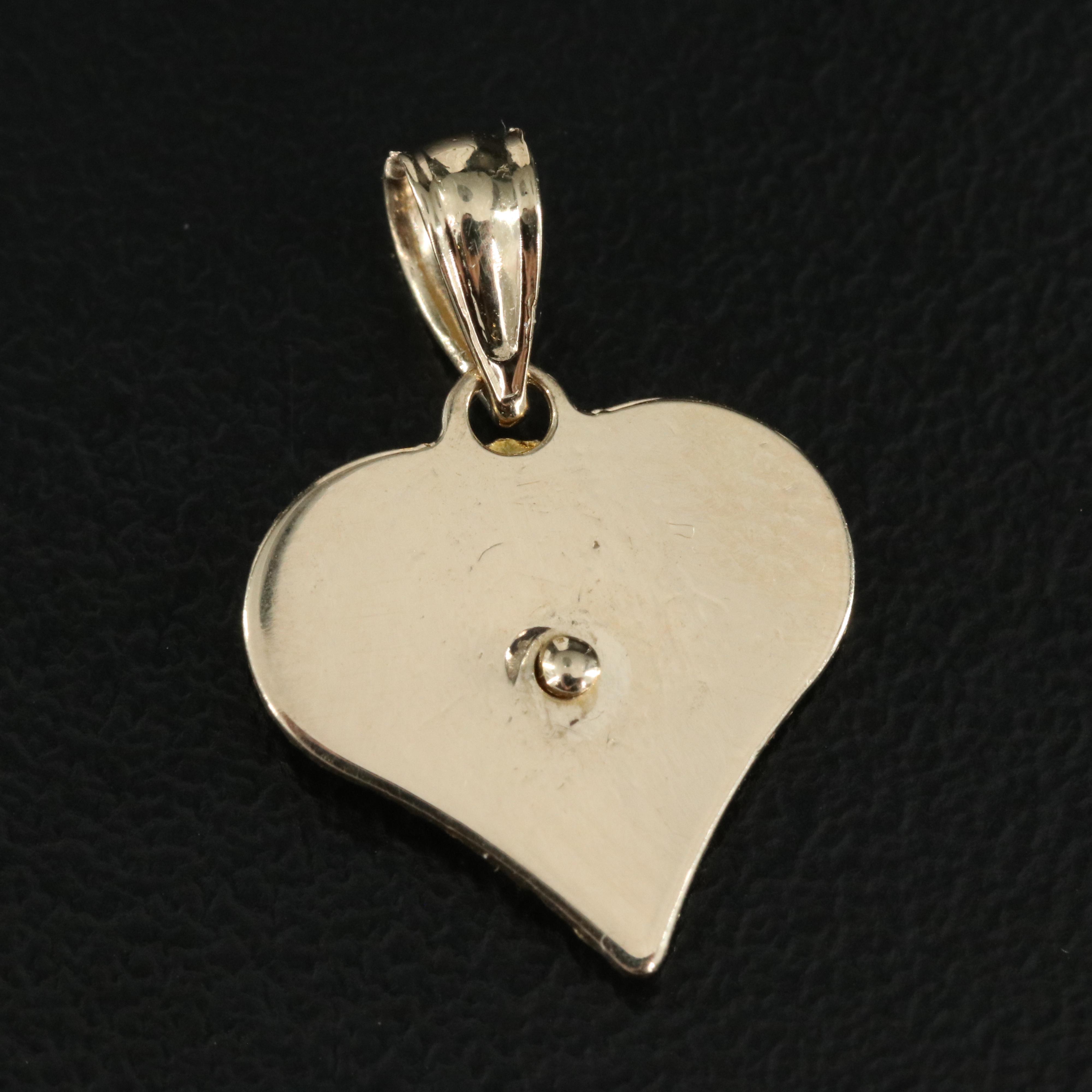 14K Mother Mary Heart Pendant
