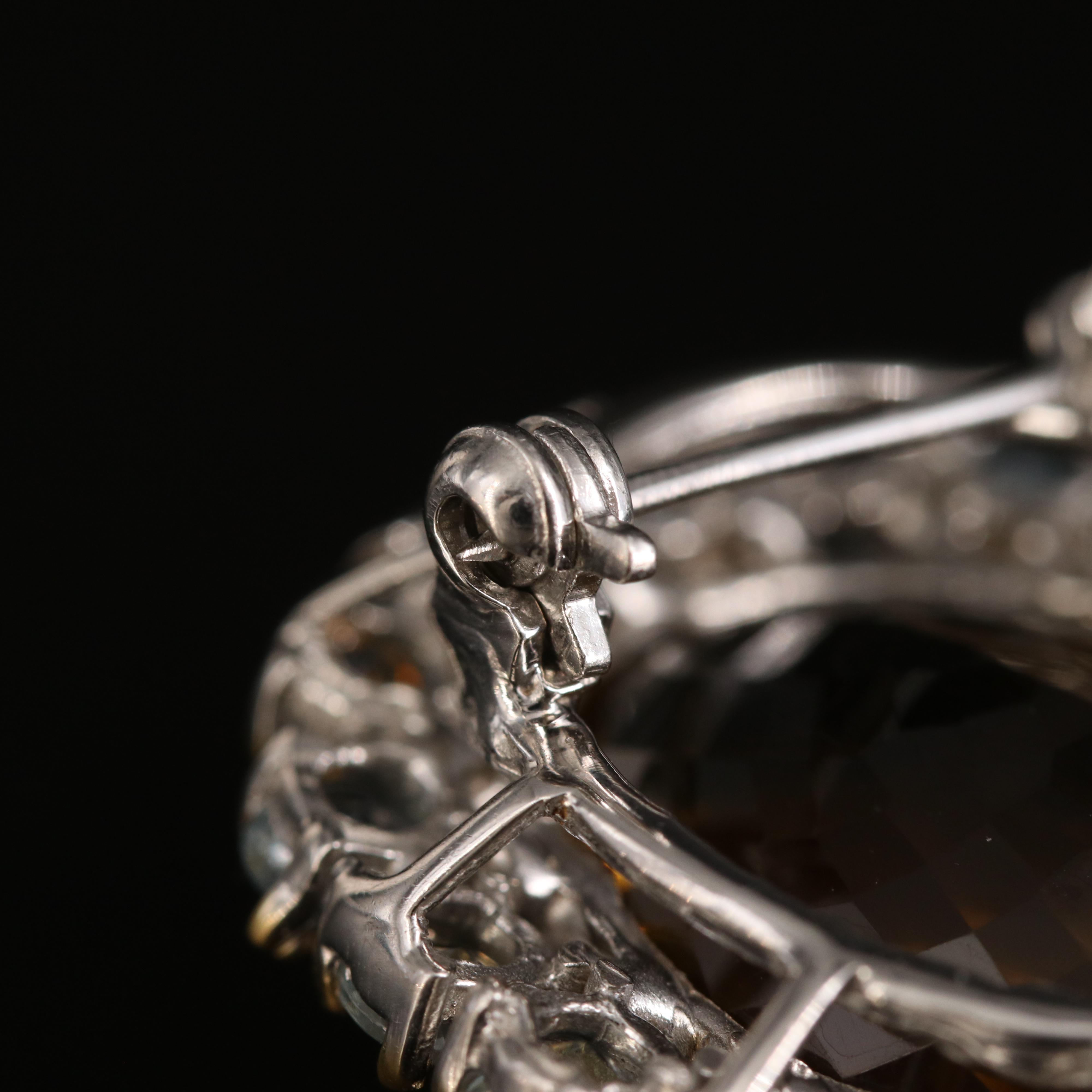 Sterling Citrine and Aquamarine Brooch