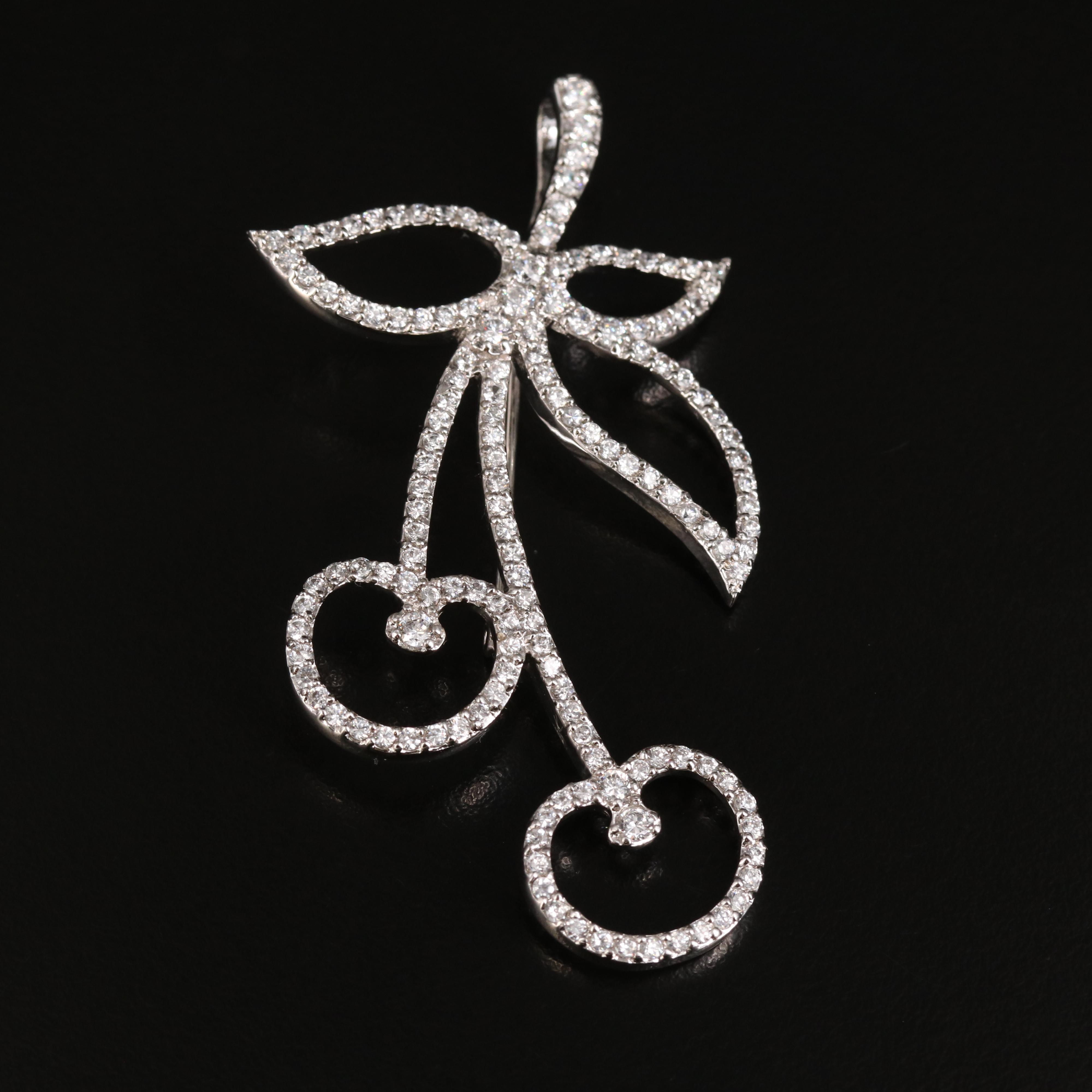 Charles Winston Sterling Cubic Zirconia Cherry Converter Brooch