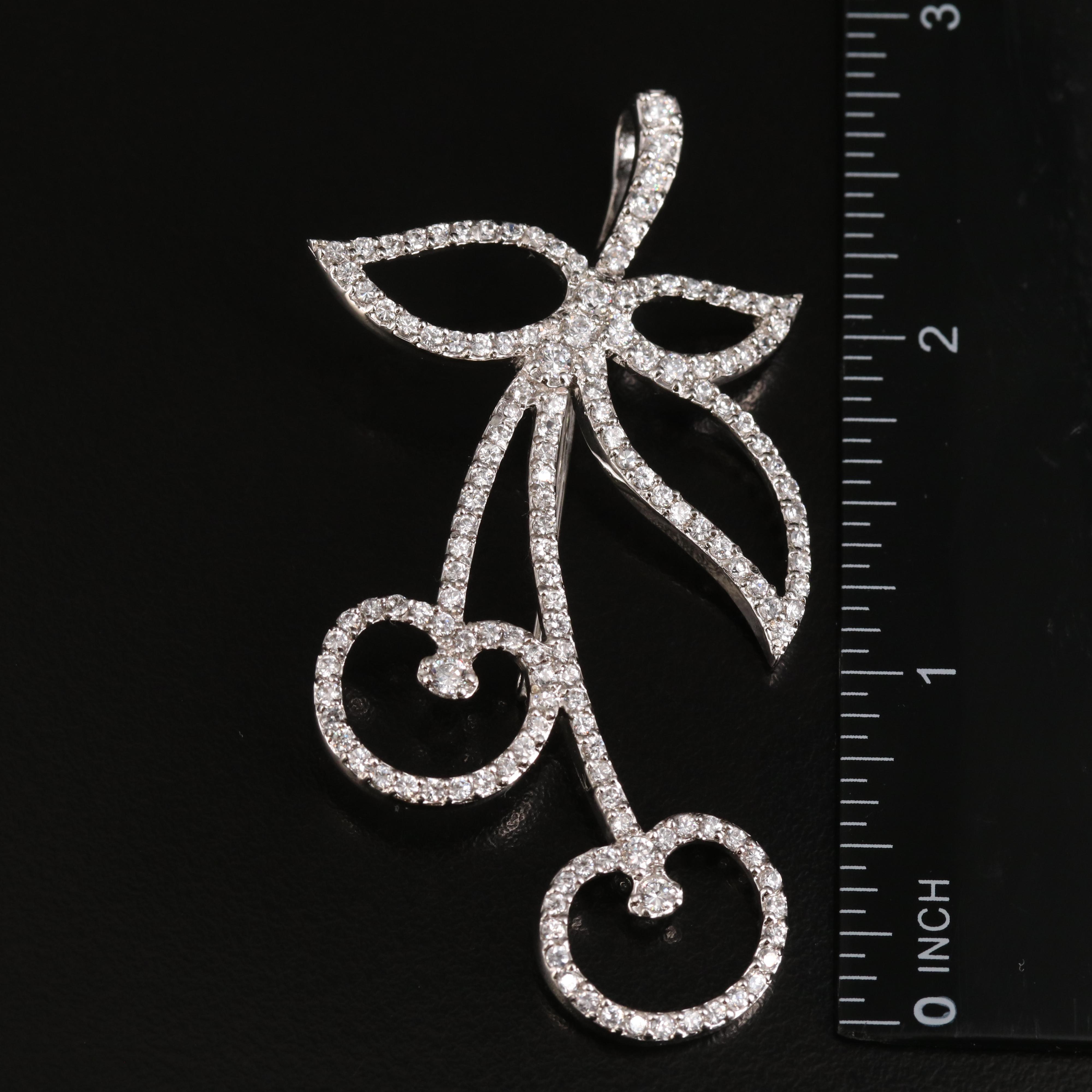 Charles Winston Sterling Cubic Zirconia Cherry Converter Brooch