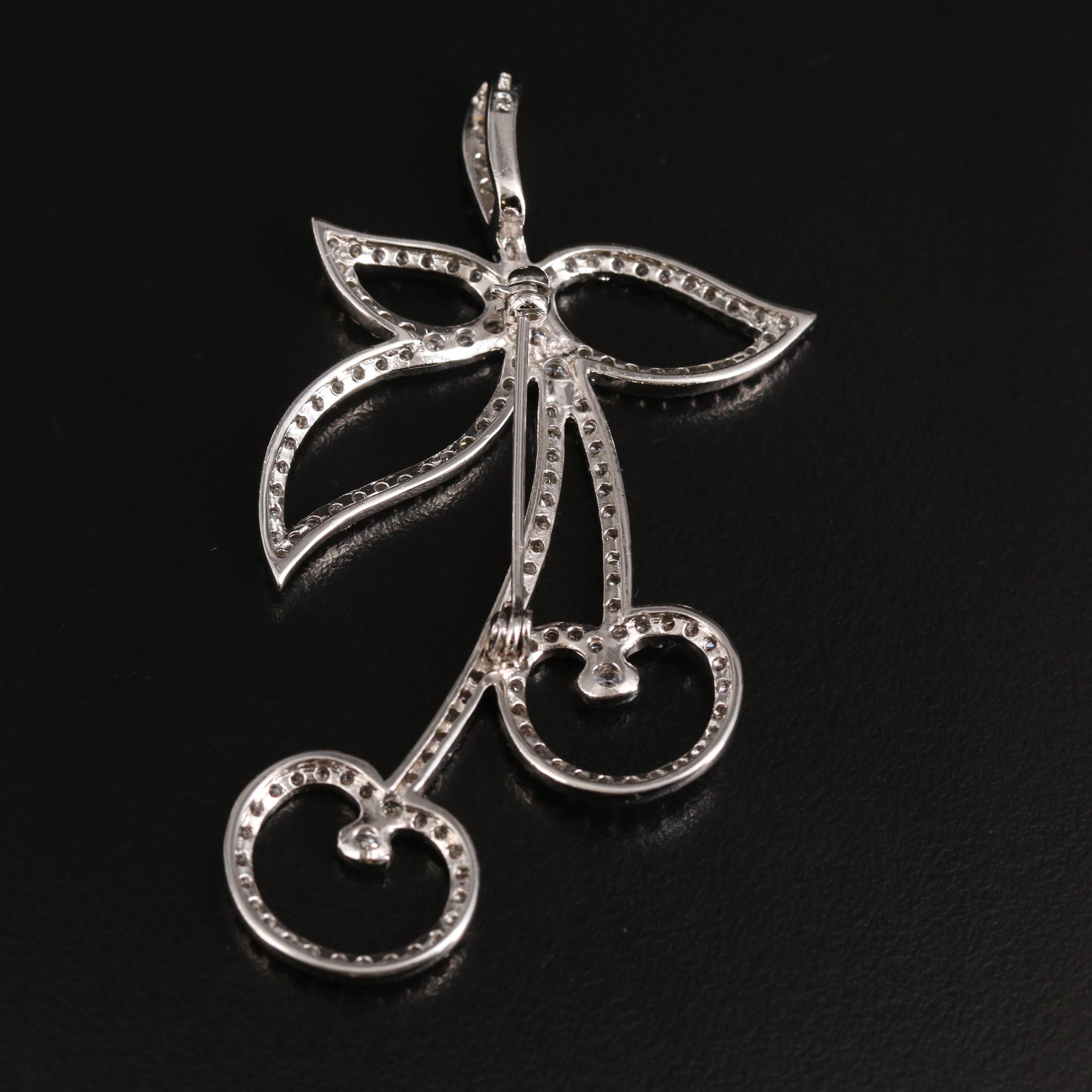 Charles Winston Sterling Cubic Zirconia Cherry Converter Brooch