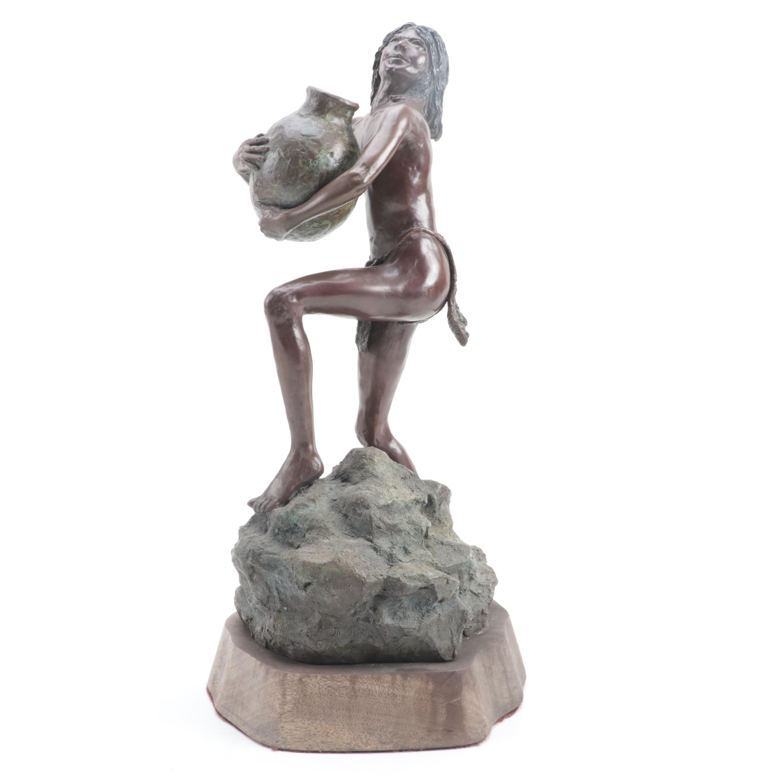 Jim Knox Bronze Sculpture "Water Carrier," 1980