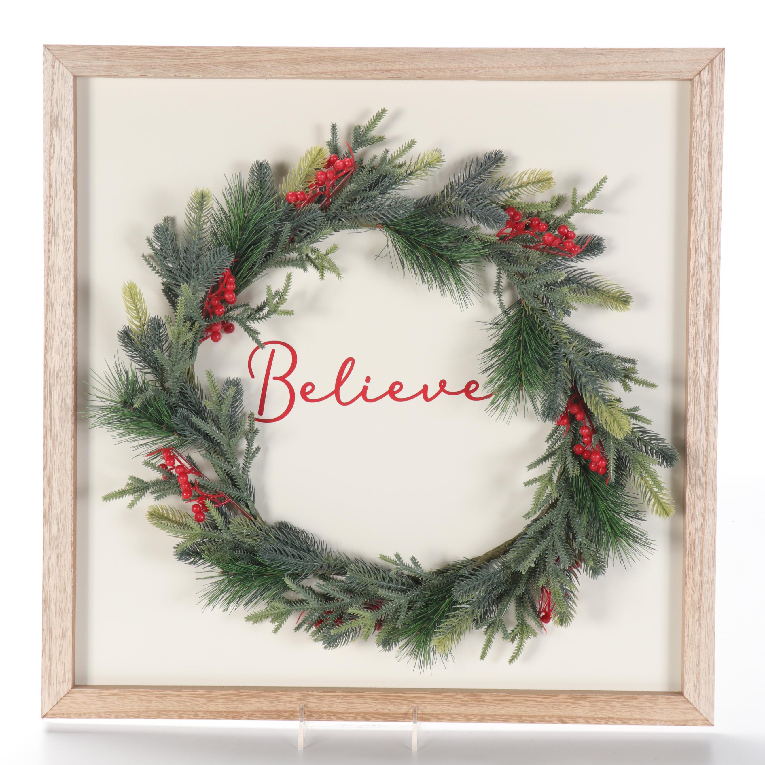 Threshold Windowpane Collage Frames with "Believe" Wreath Wall Decor