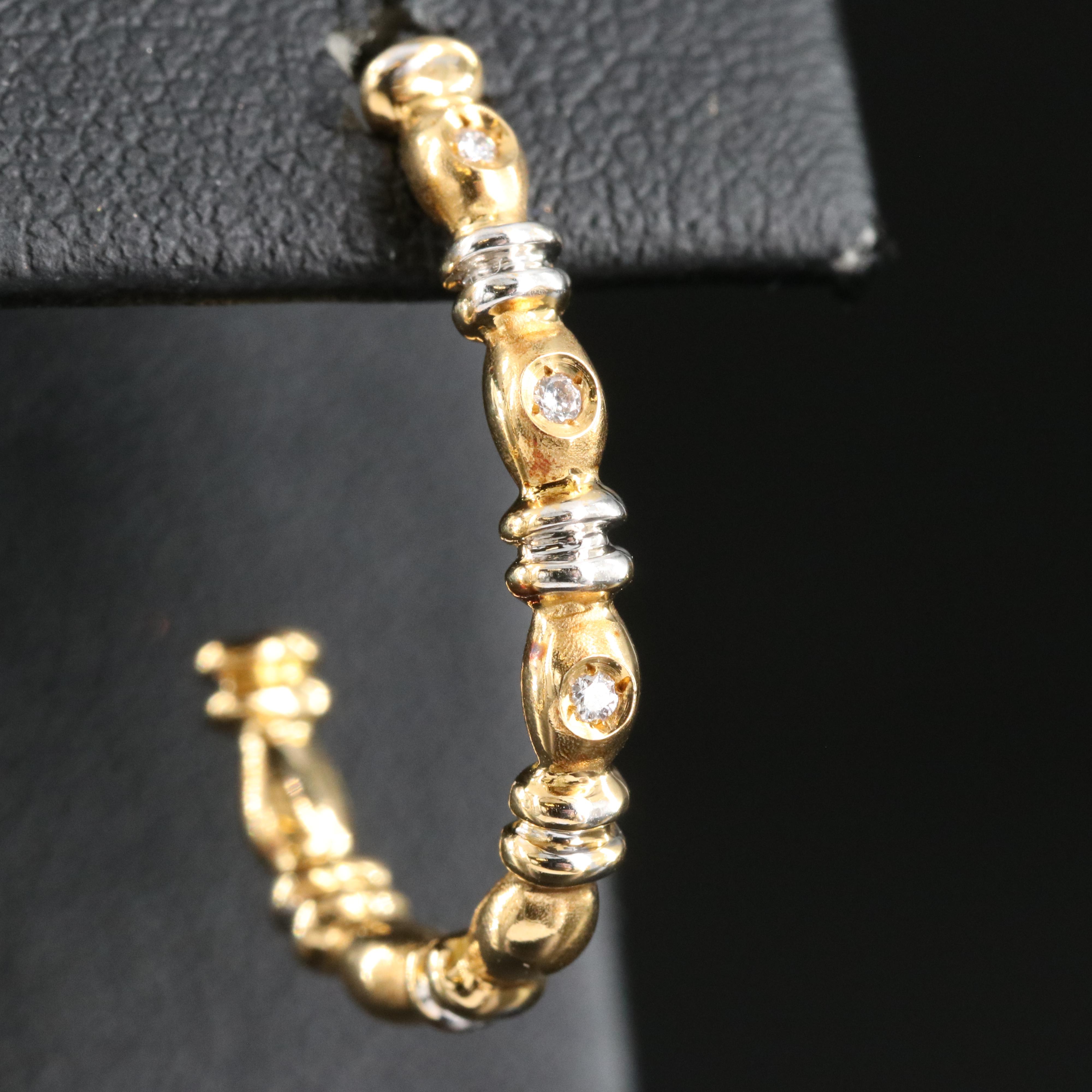 18K Two-Tone 0.03 CTW Diamond J Hook Earrings