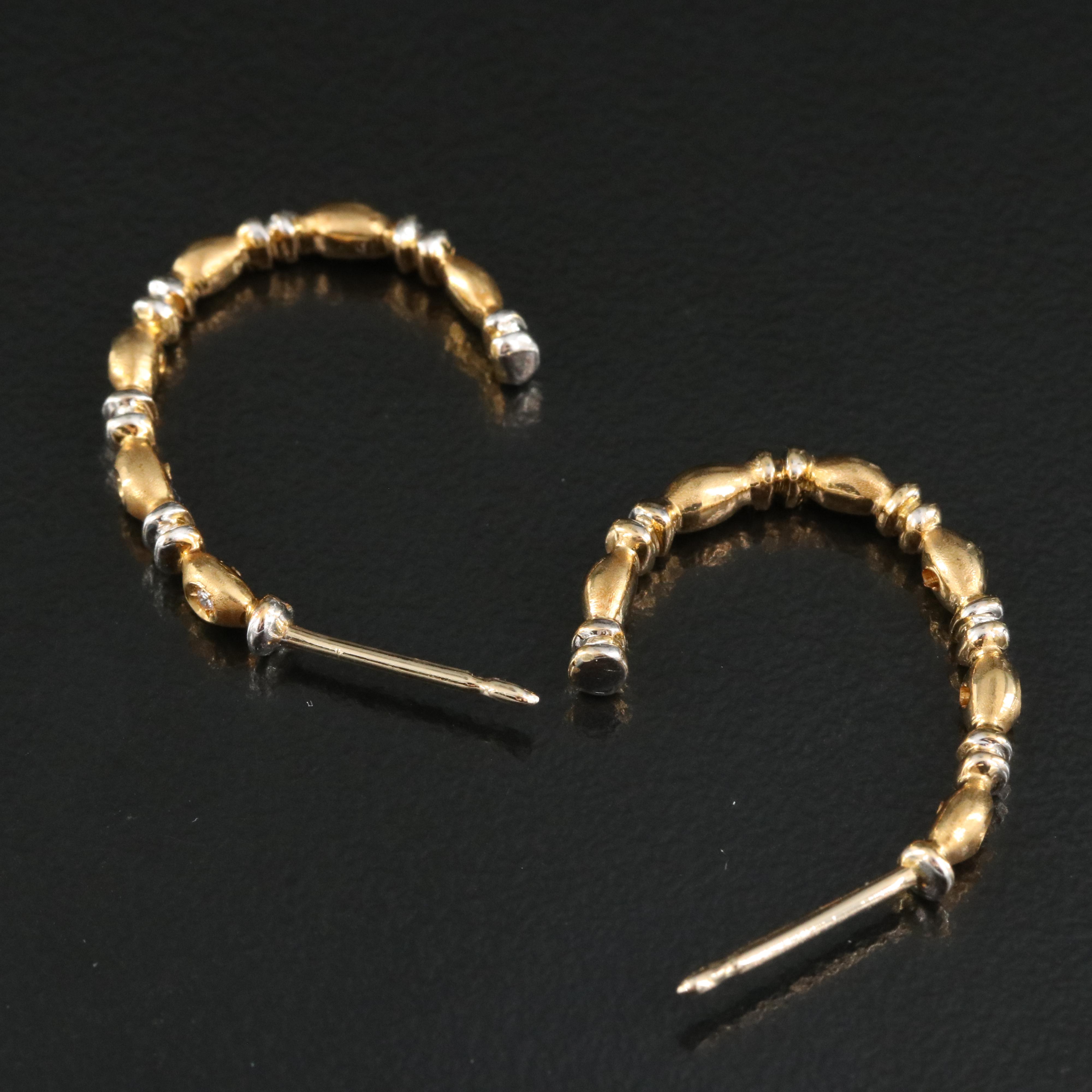 18K Two-Tone 0.03 CTW Diamond J Hook Earrings