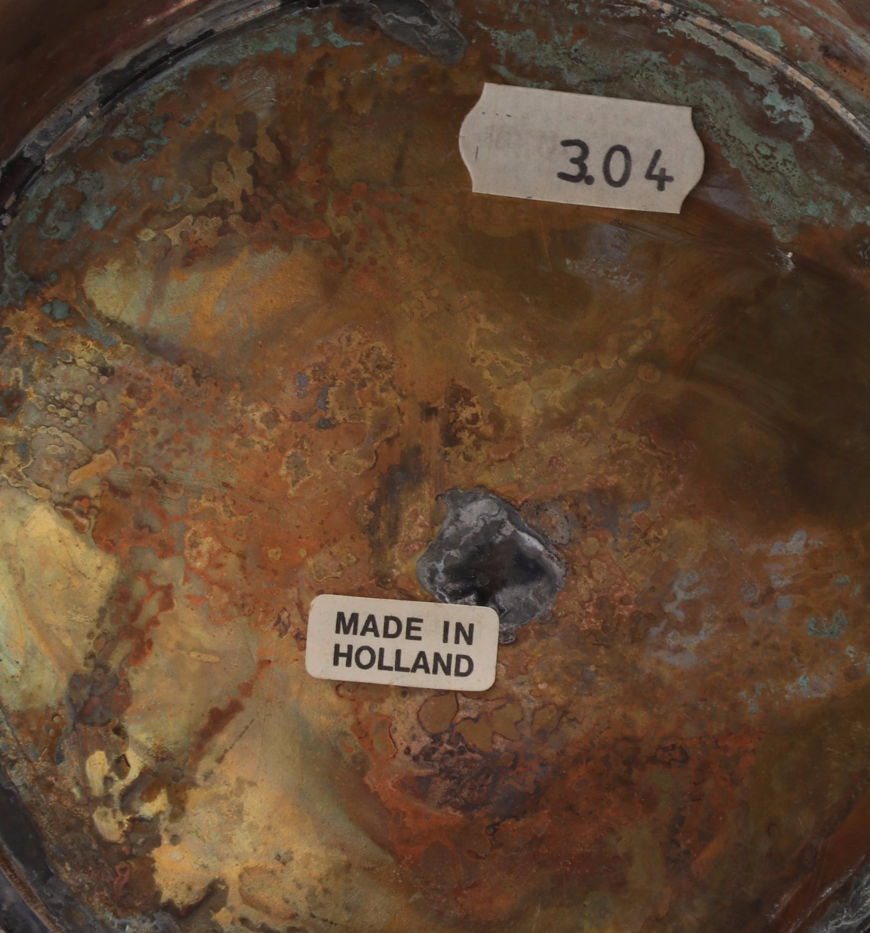 Dutch Brass Coal Scuttle with Delft Handles