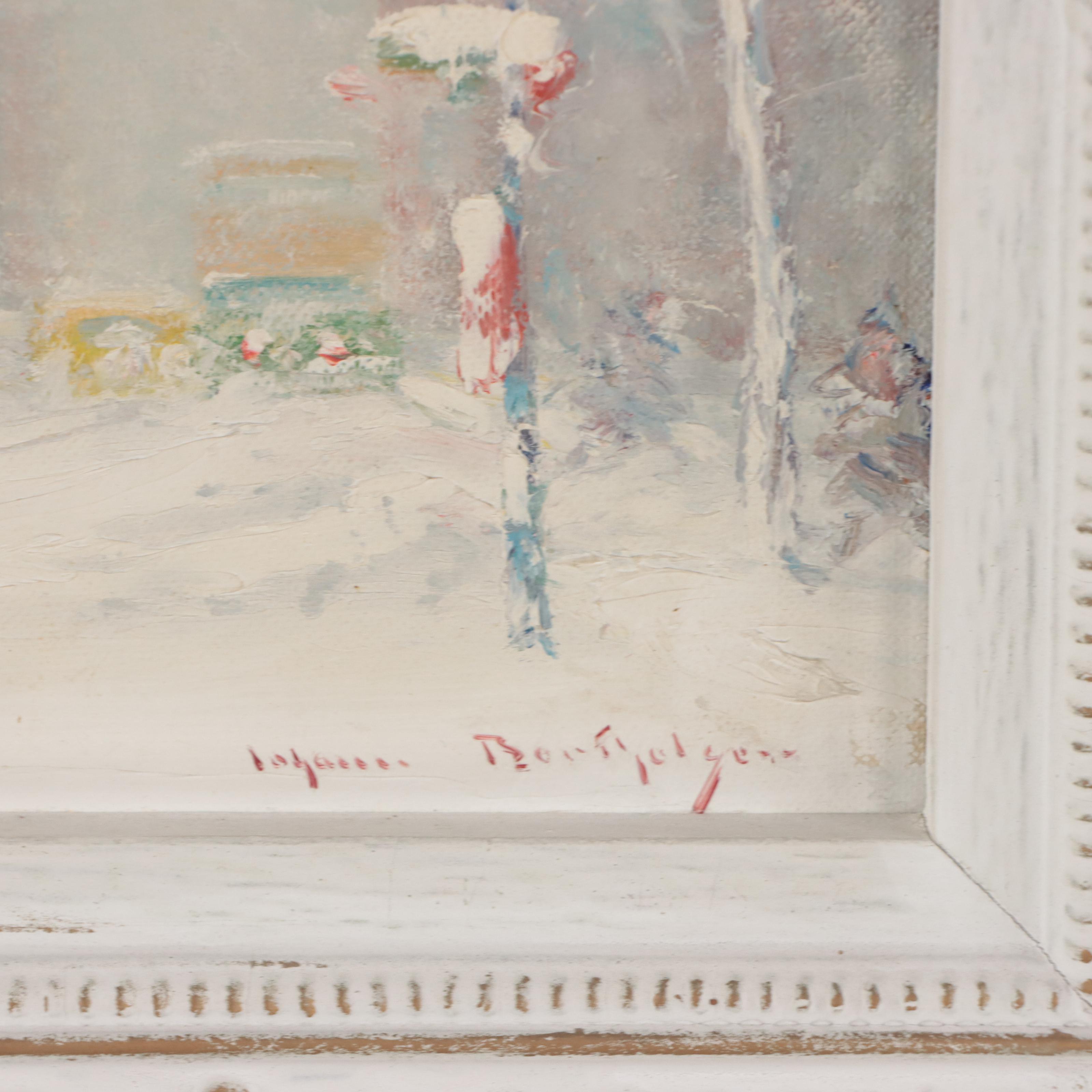 Johann Berthelsen Cityscape Oil Painting of Washington Square Park in the Snow