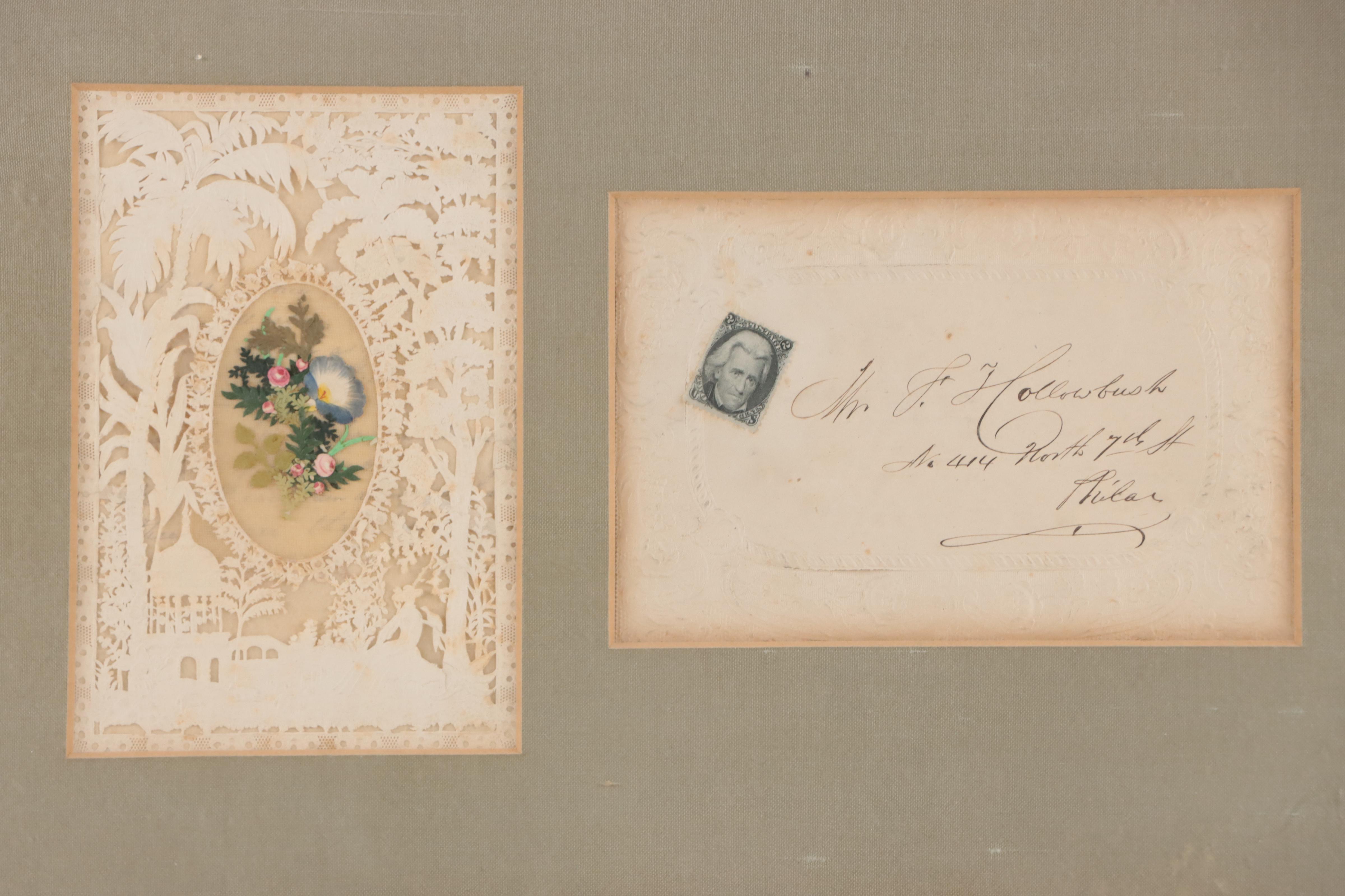 American Cut Paper Composition and Letter in Frame, 19th Century