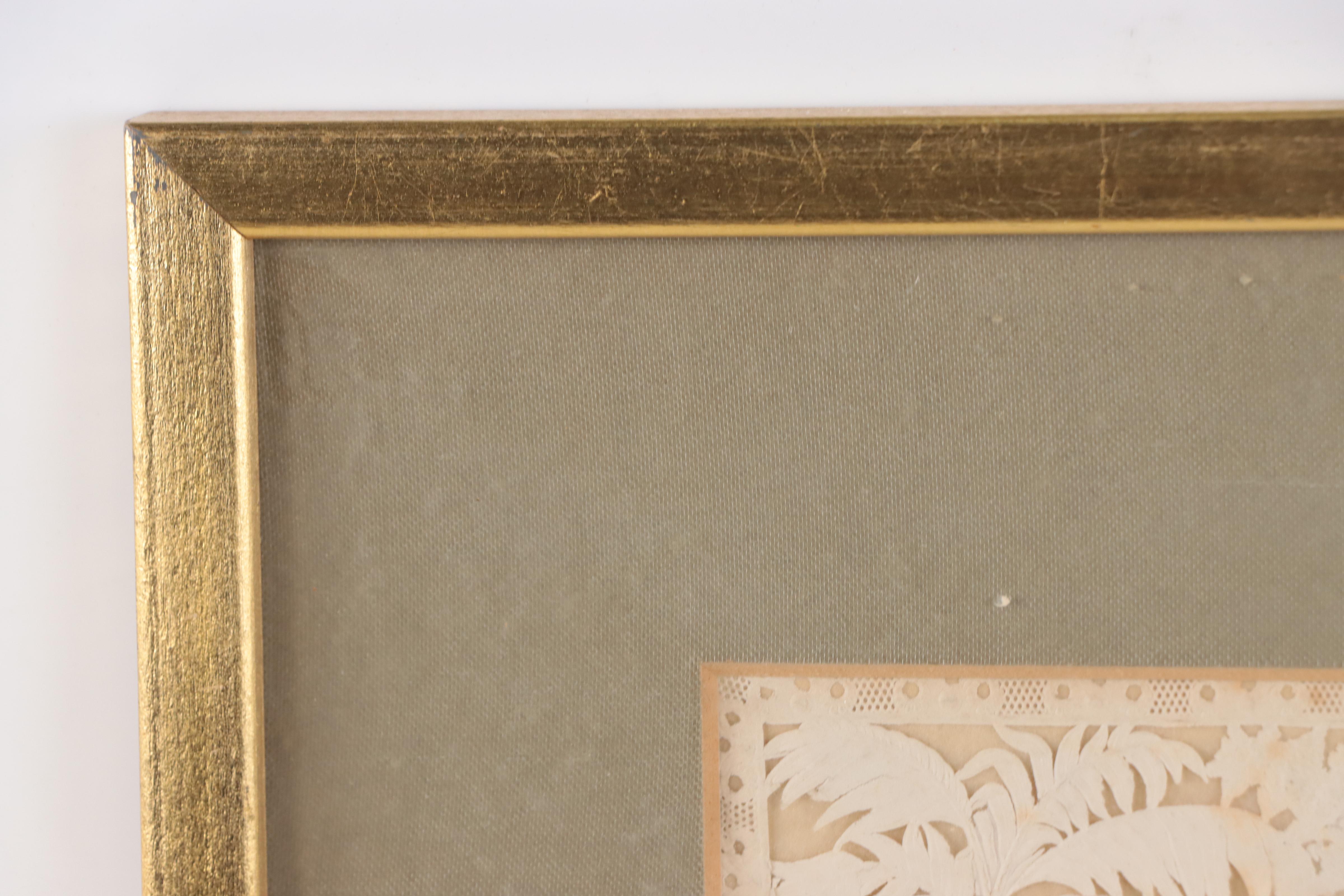 American Cut Paper Composition and Letter in Frame, 19th Century