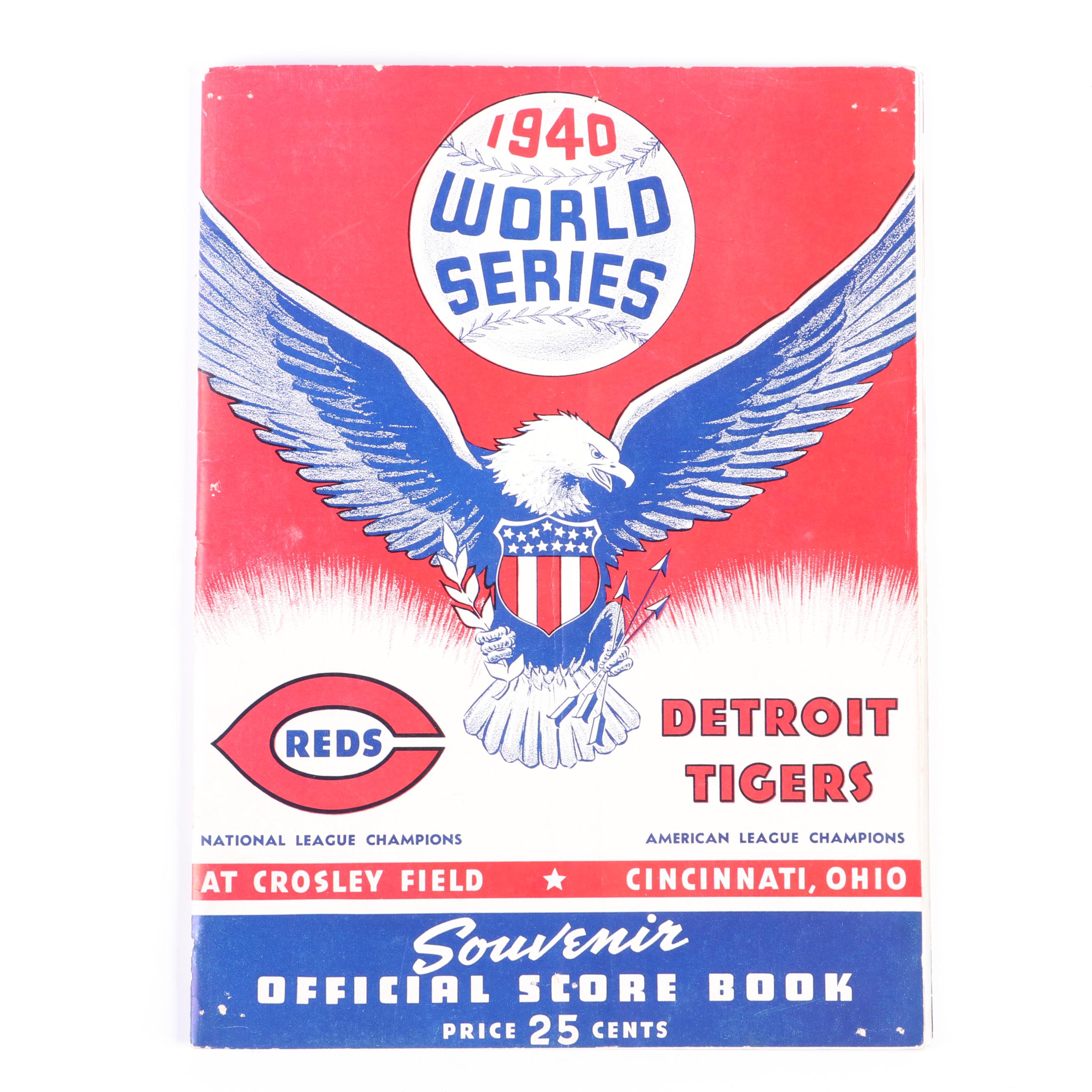 1940 MLB World Series Cincinnati Reds vs. Detroit Tigers Official Score Book