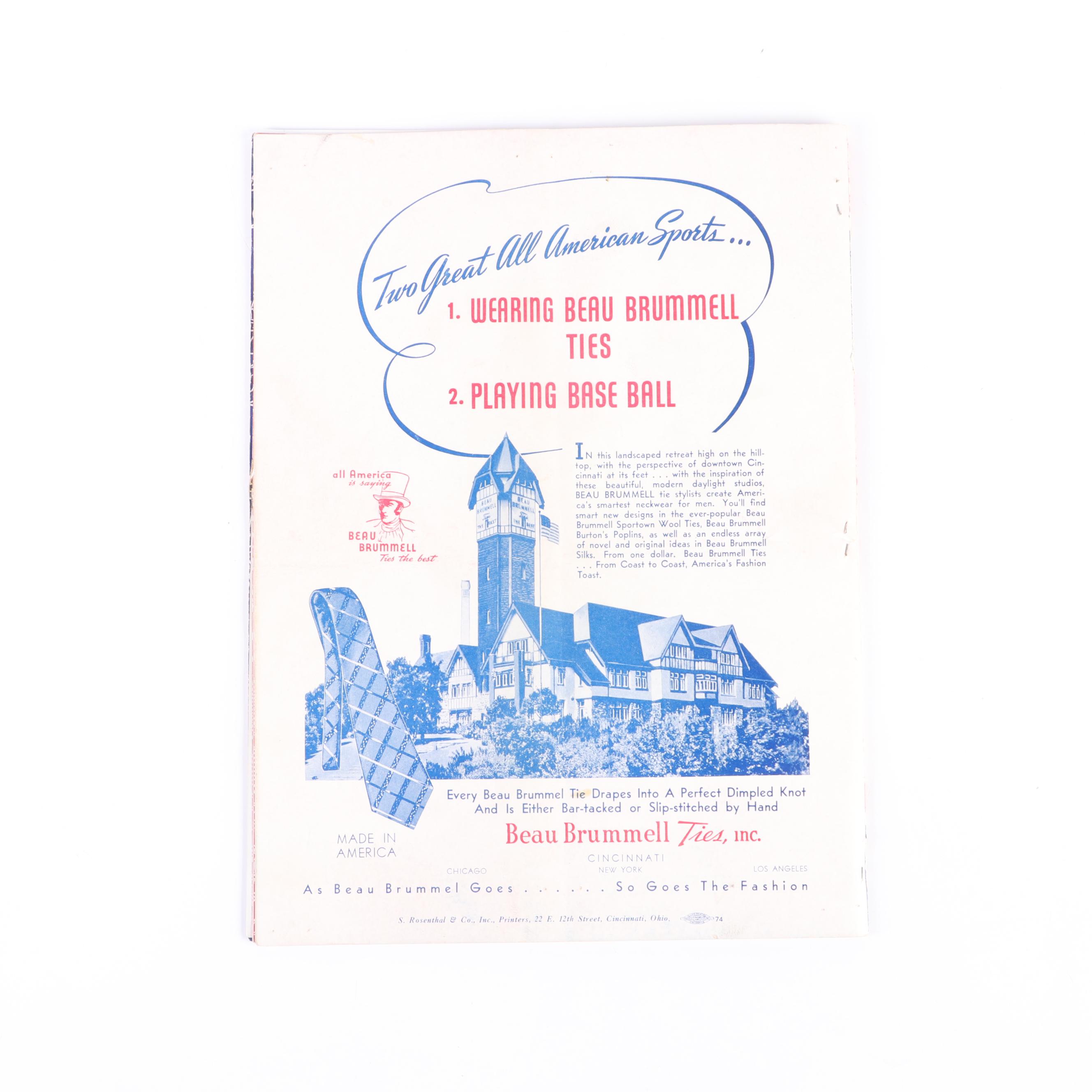 1940 MLB World Series Cincinnati Reds vs. Detroit Tigers Official Score Book