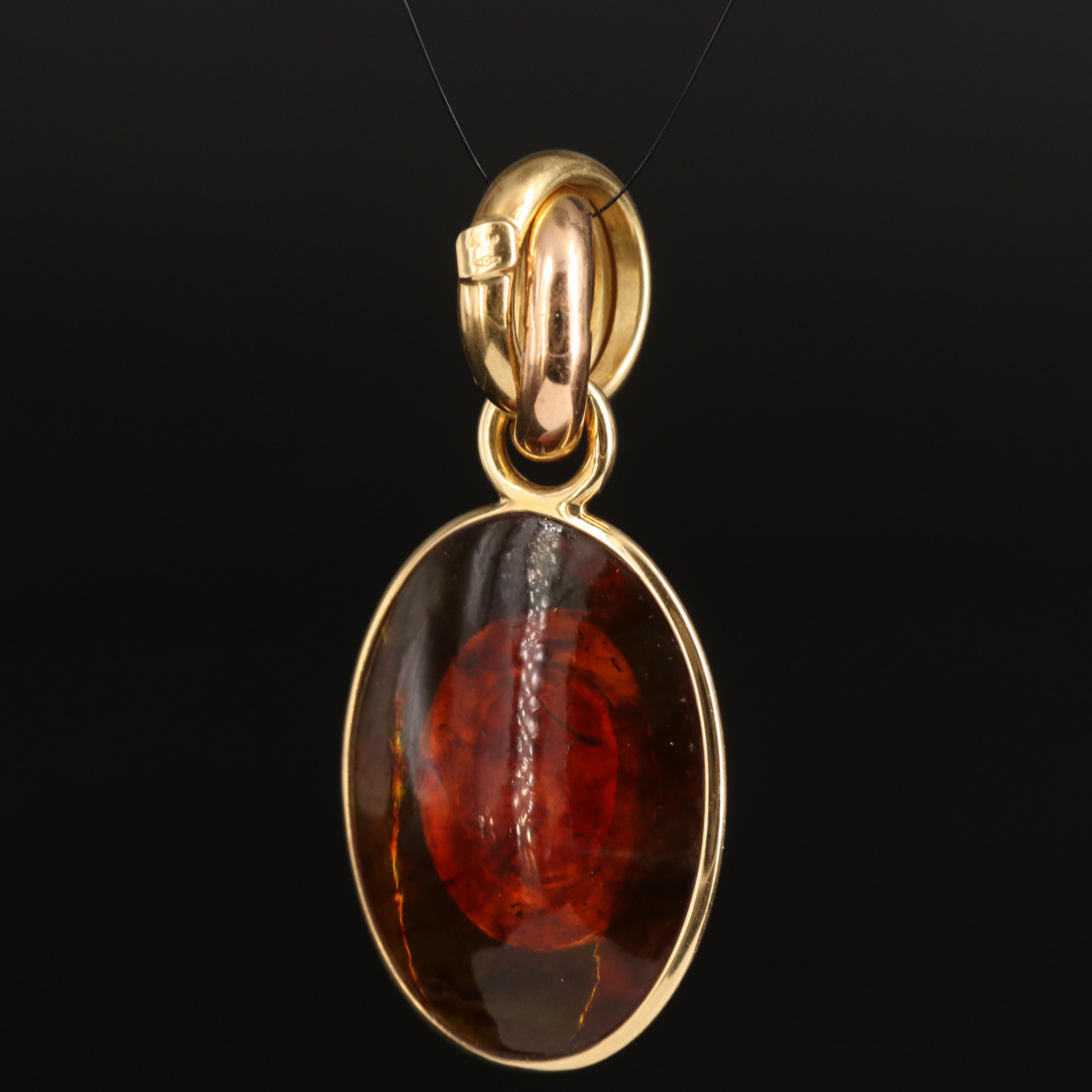 18K Coral and Amber Pendant