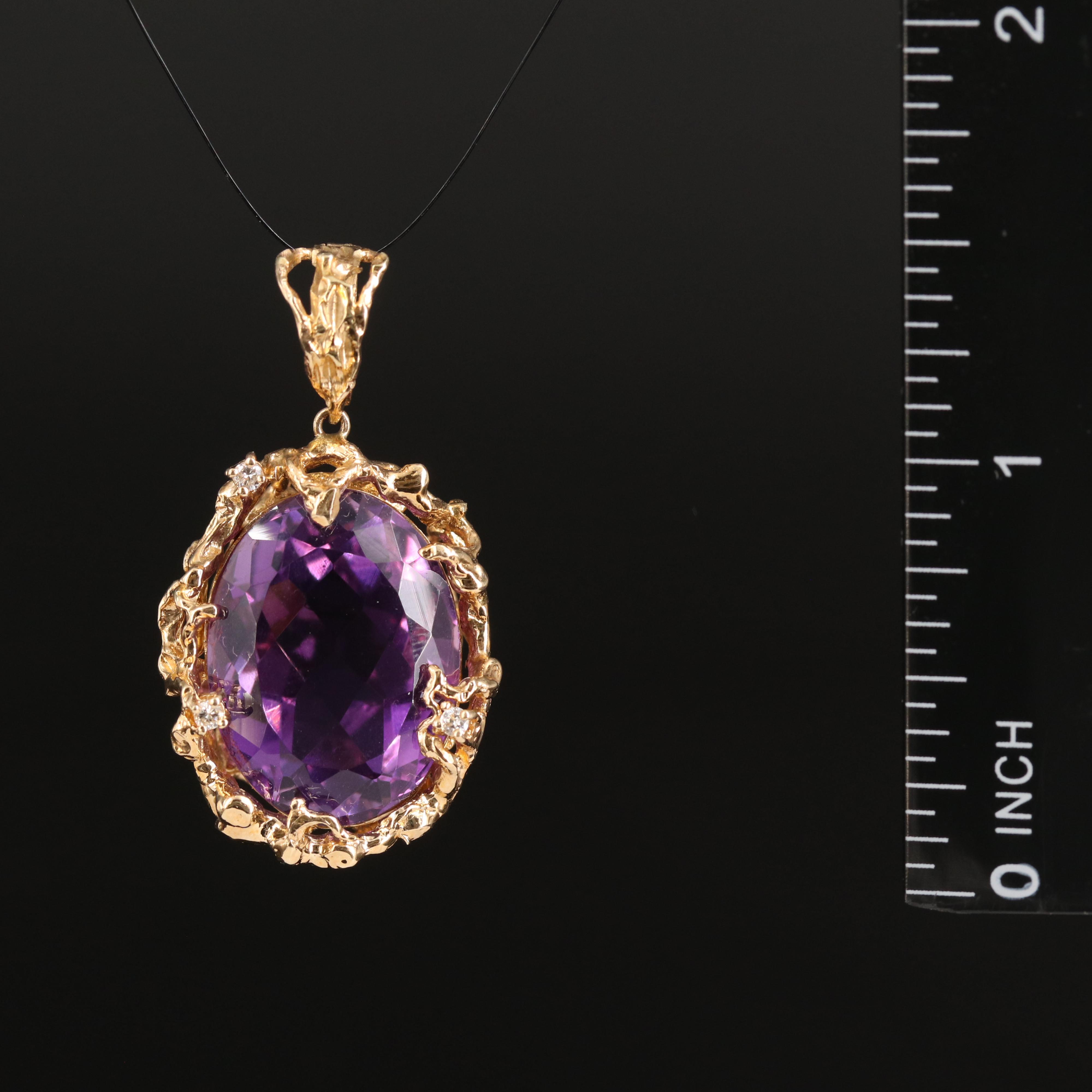14K 18.98 CT Amethyst and Diamond Enhancer Pendant