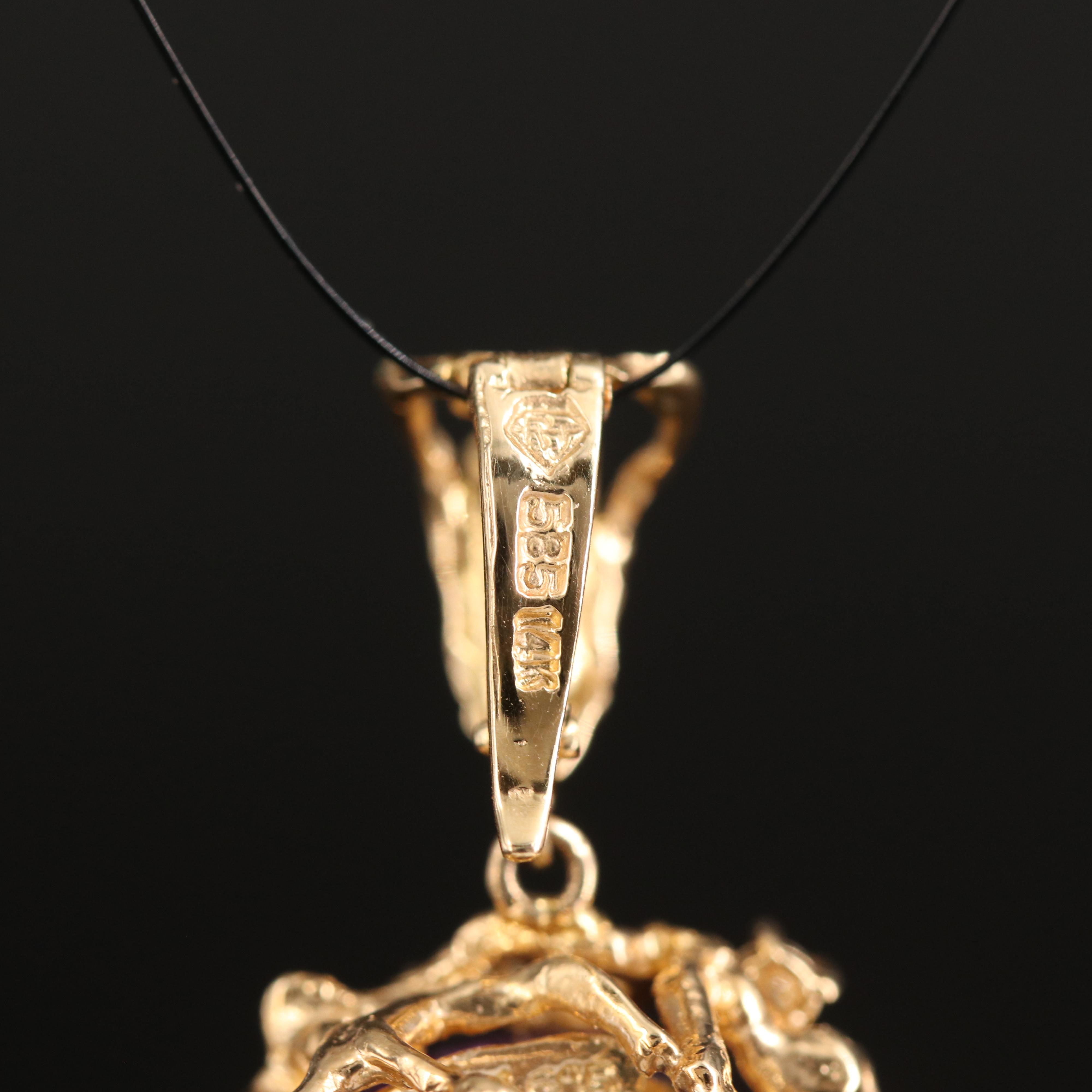 14K 18.98 CT Amethyst and Diamond Enhancer Pendant