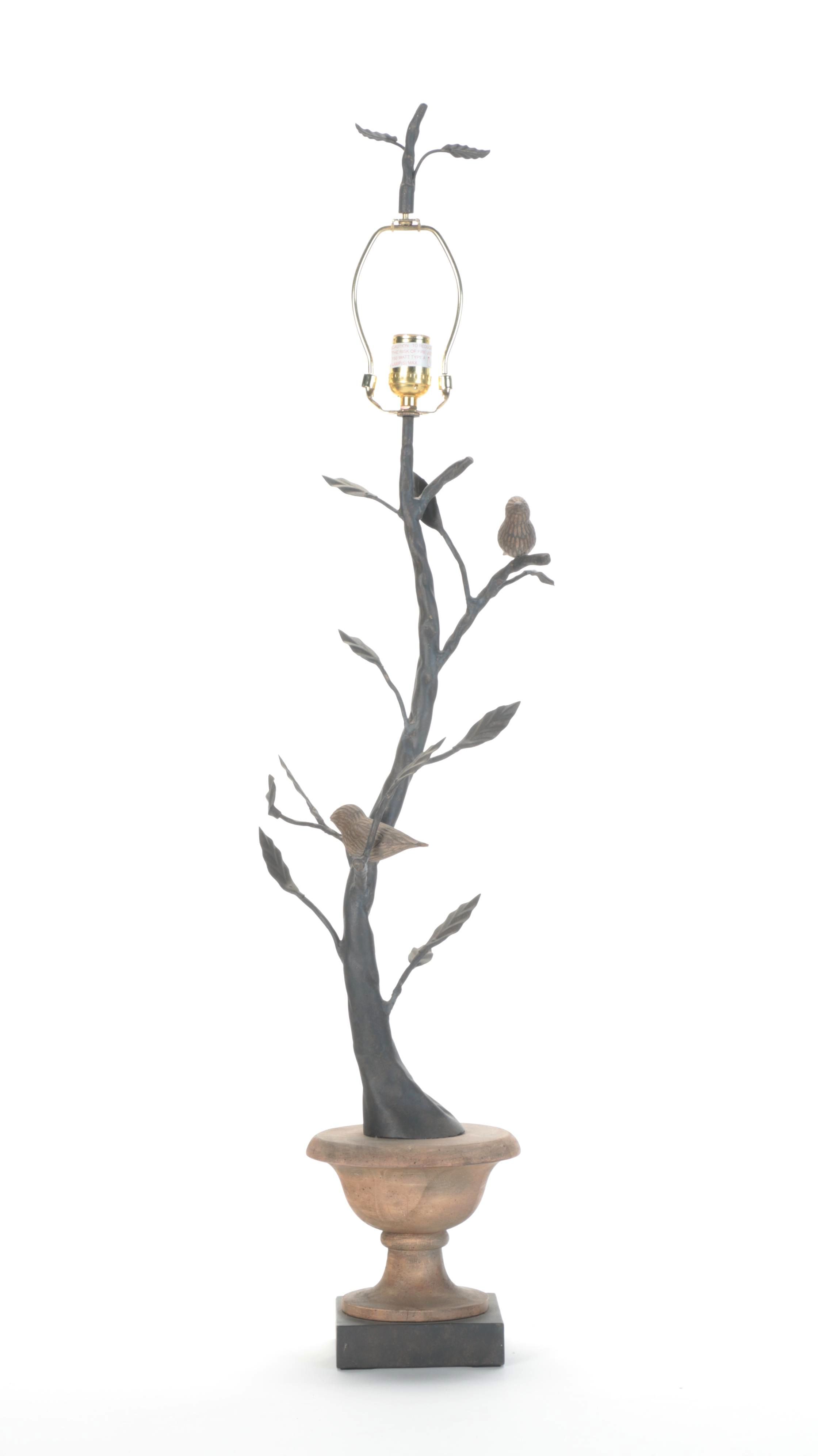 Currey & Company Metal Tree With Birds Table Lamp, Contemporary
