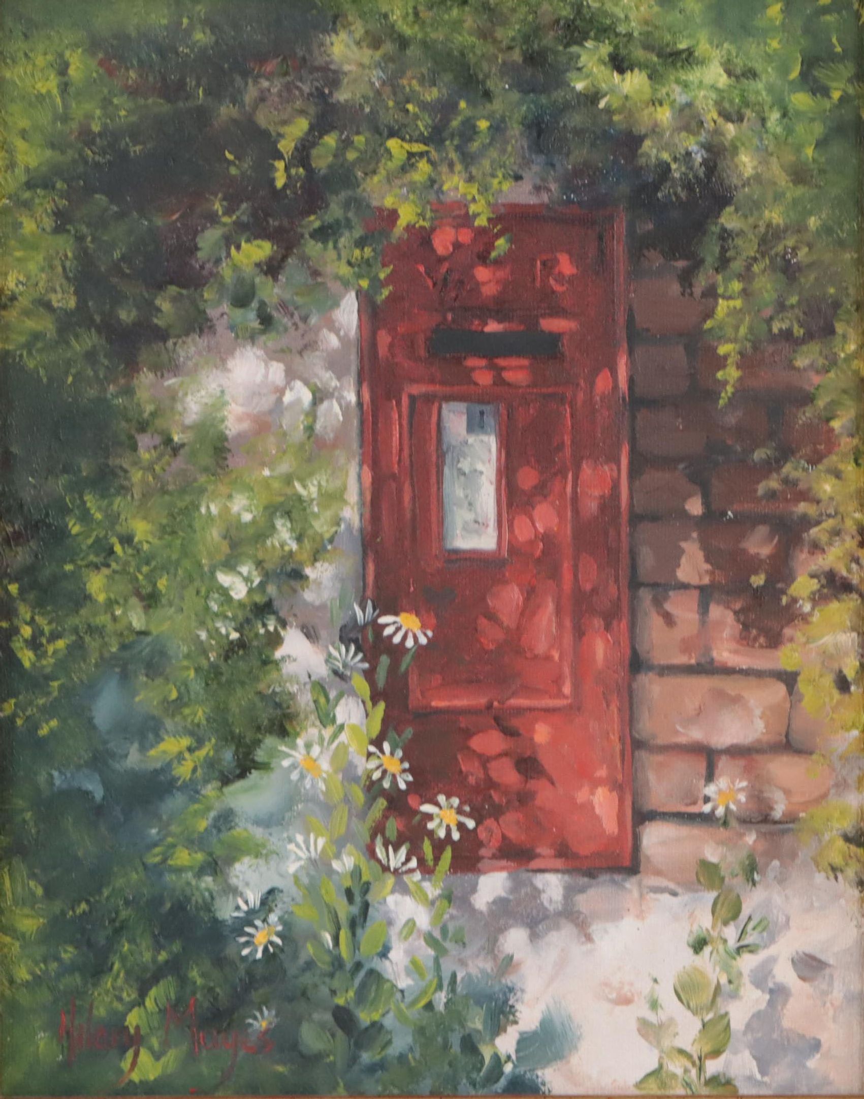 Hilary Mayes Oil Painting "Cornwall Postbox"