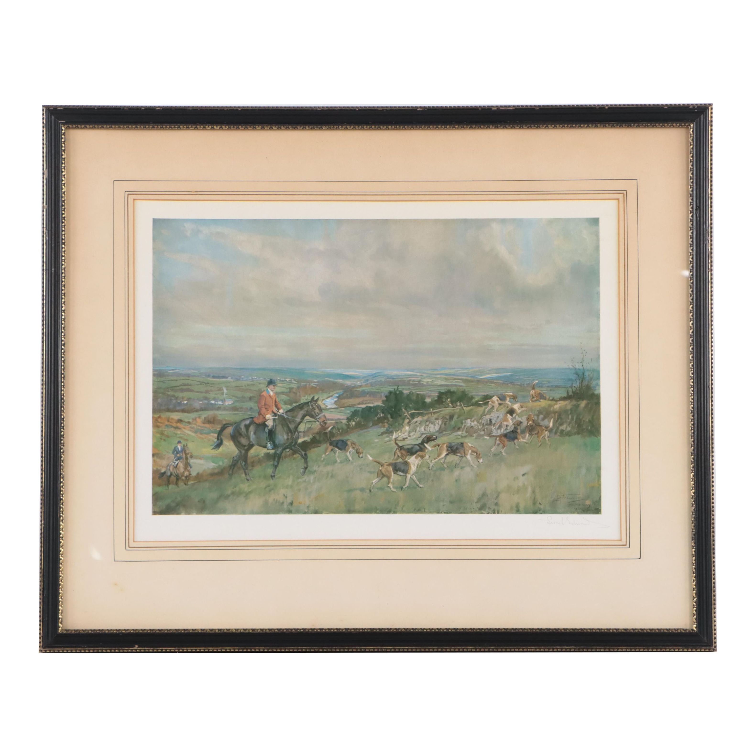 Lionel Edwards Letterpress Halftone of English Hunting Scene