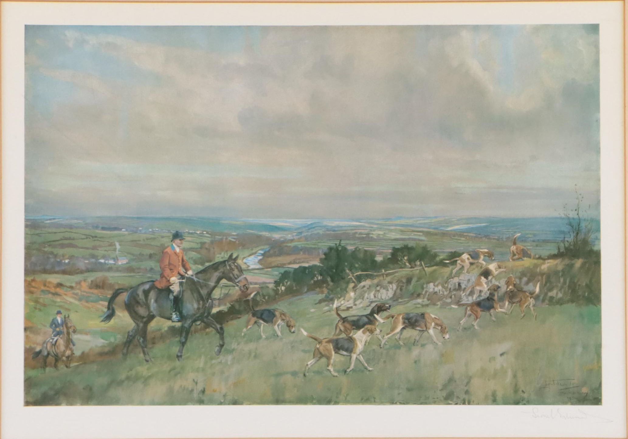 Lionel Edwards Letterpress Halftone of English Hunting Scene