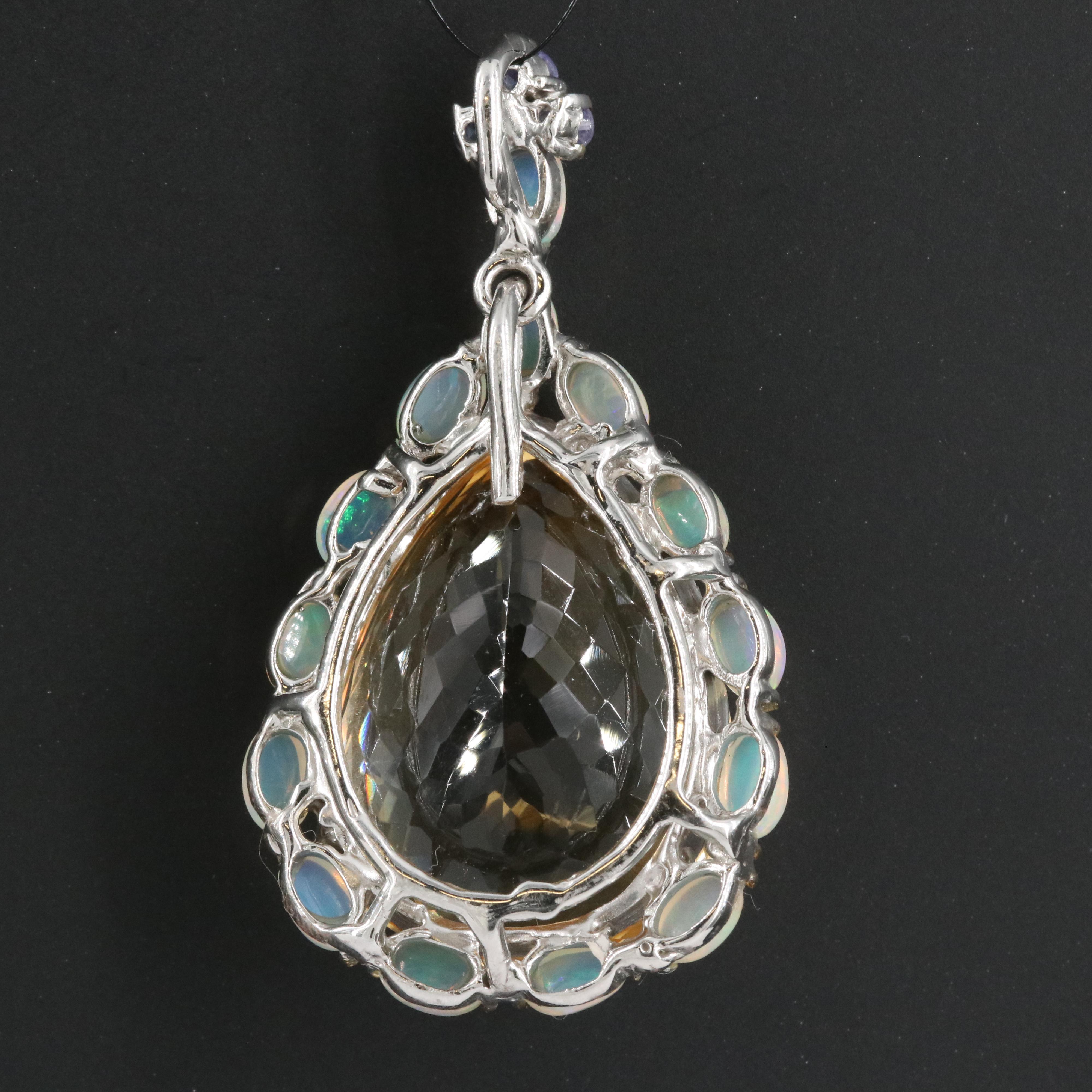 Sterling Citrine, Opal and Tanzanite Pendant