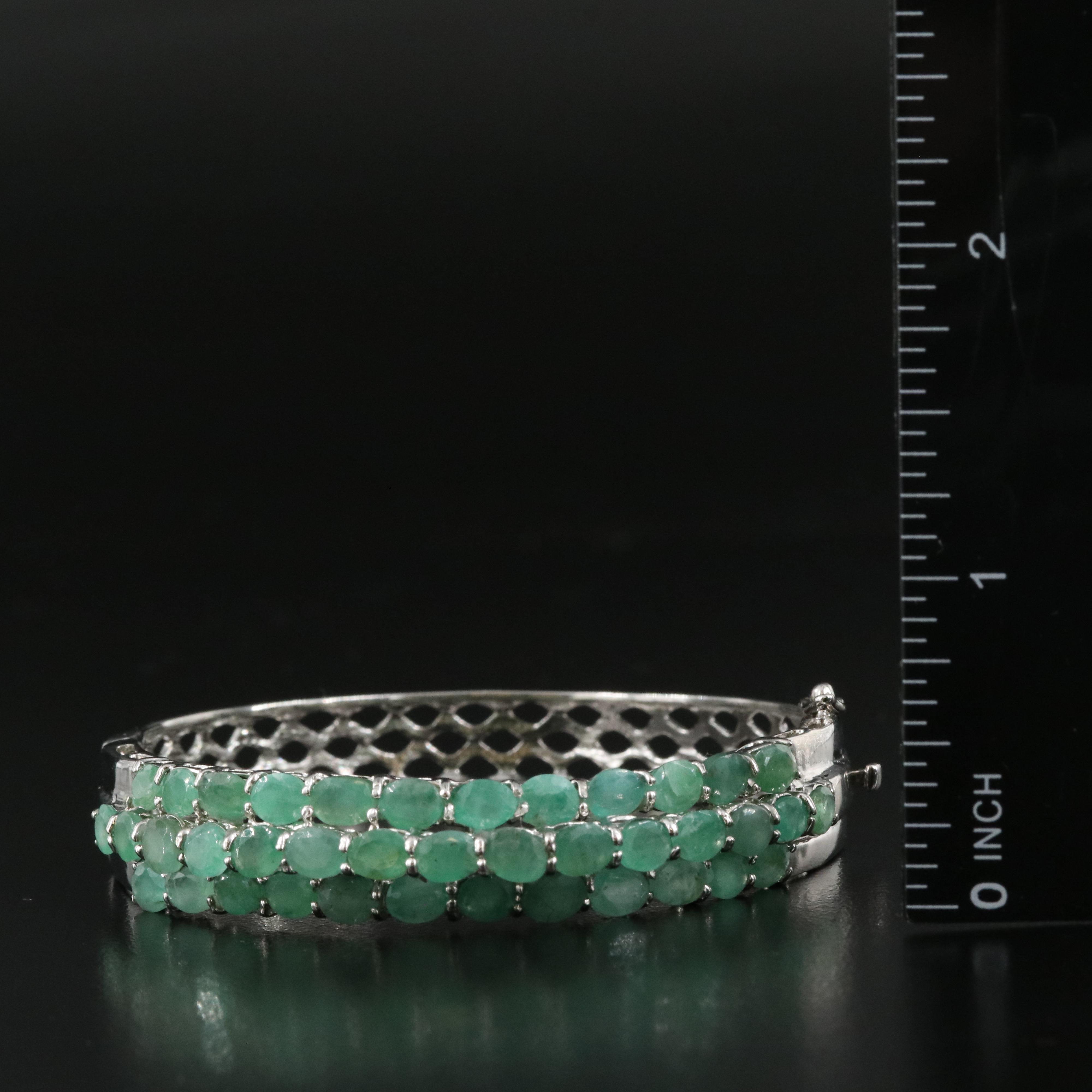 Sterling Emerald Hinged Bangle