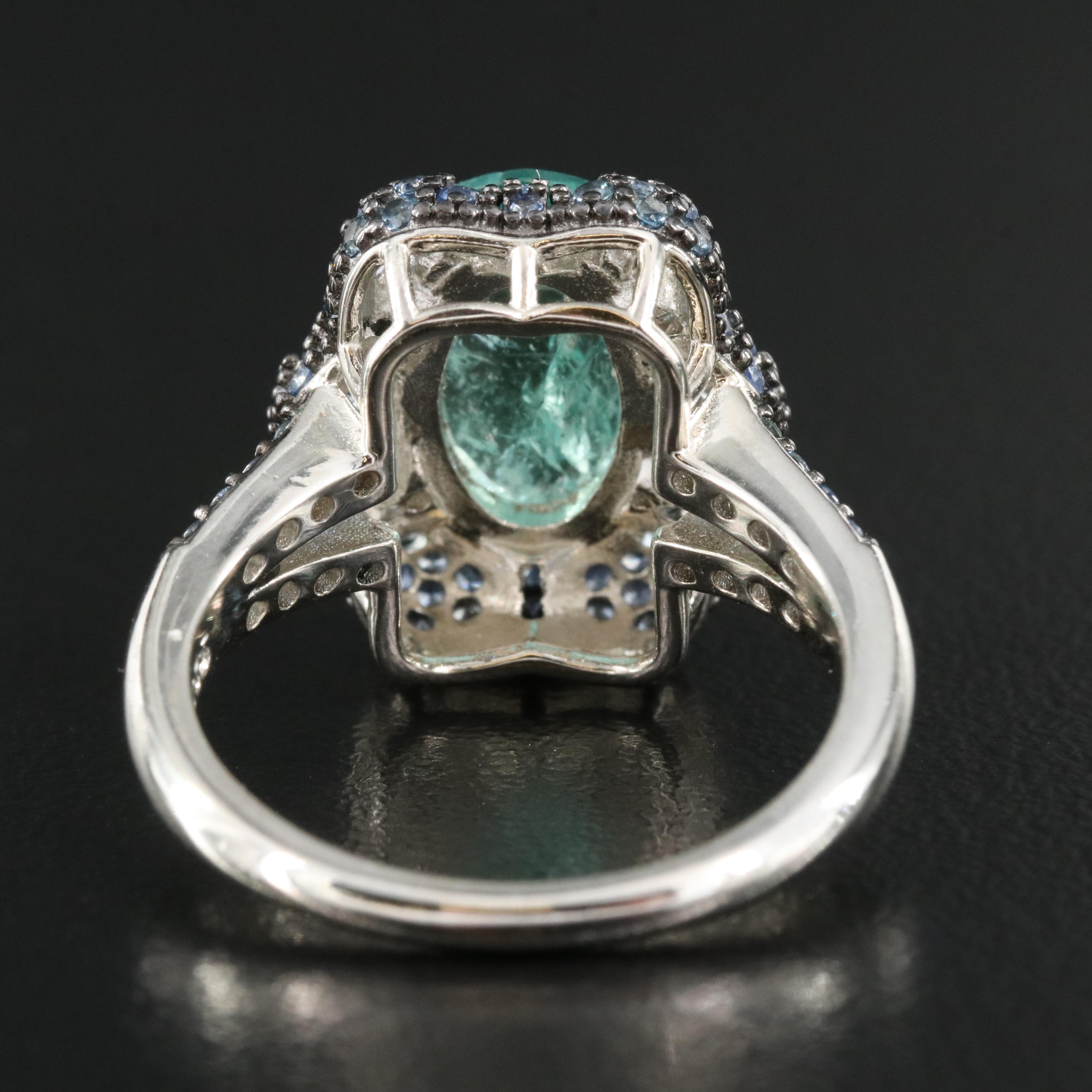 Sterling Emerald and Sapphire Ring