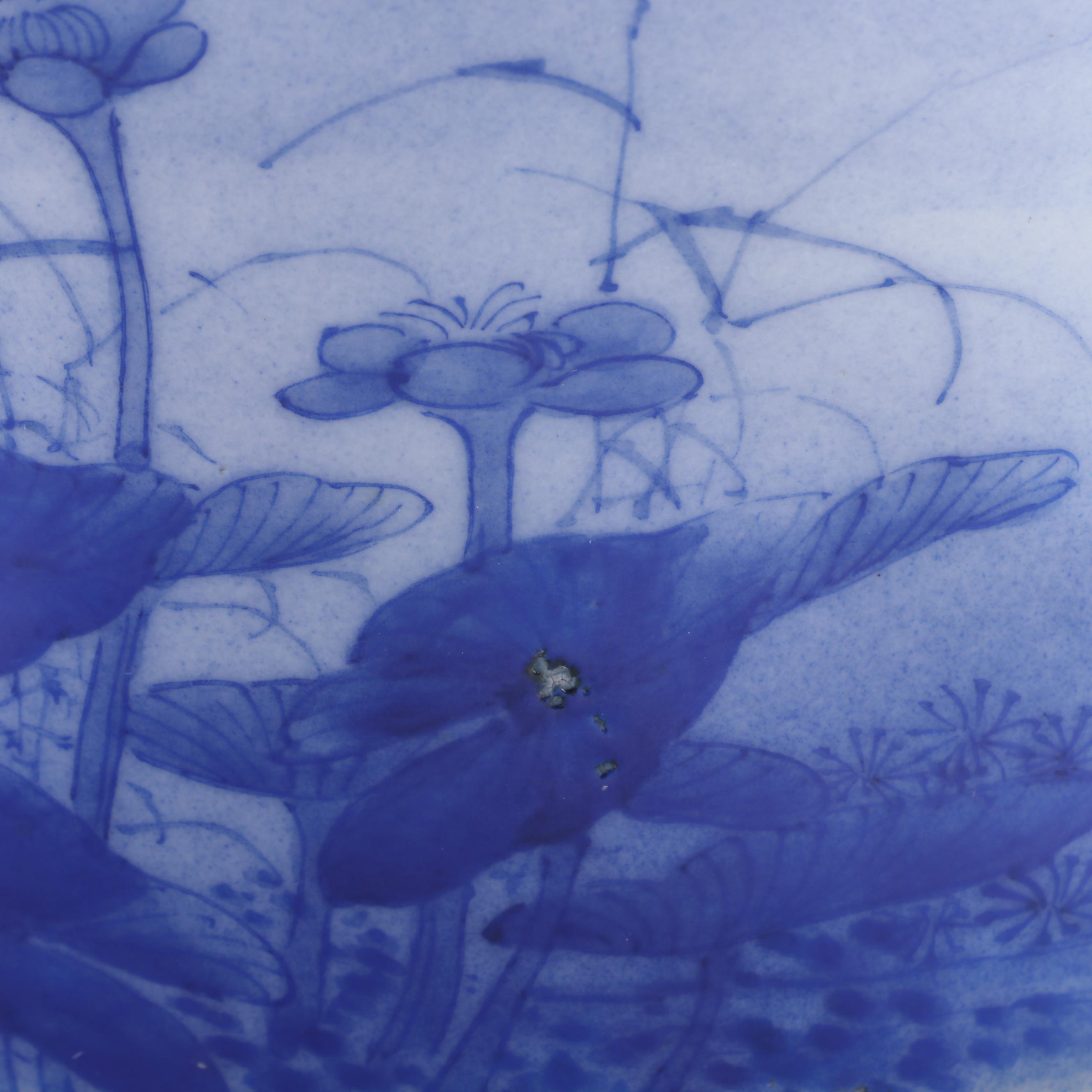 Japanese Hirado Blue and White Porcelain Vase with Terrapins and Calligraphy