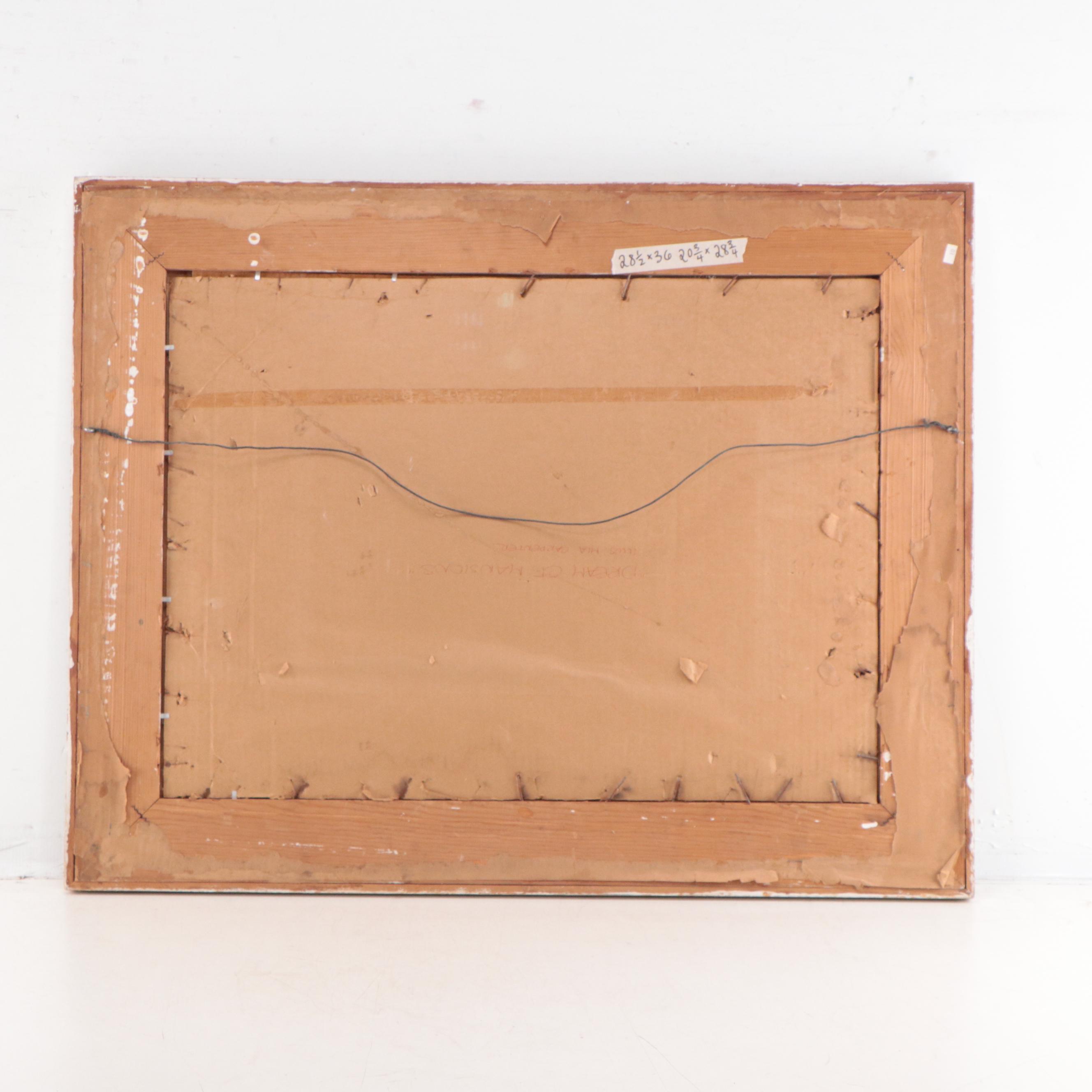 Pastel Drawing of Young Girl in a Tree House, Mid-20th Century