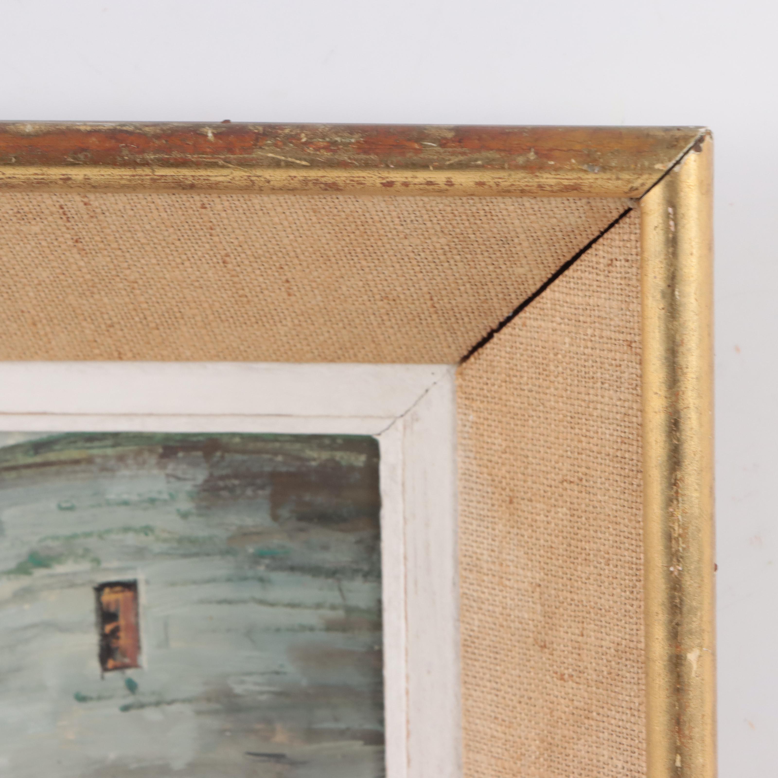 Guy Pennamen Harbor Scene Gouache Painting