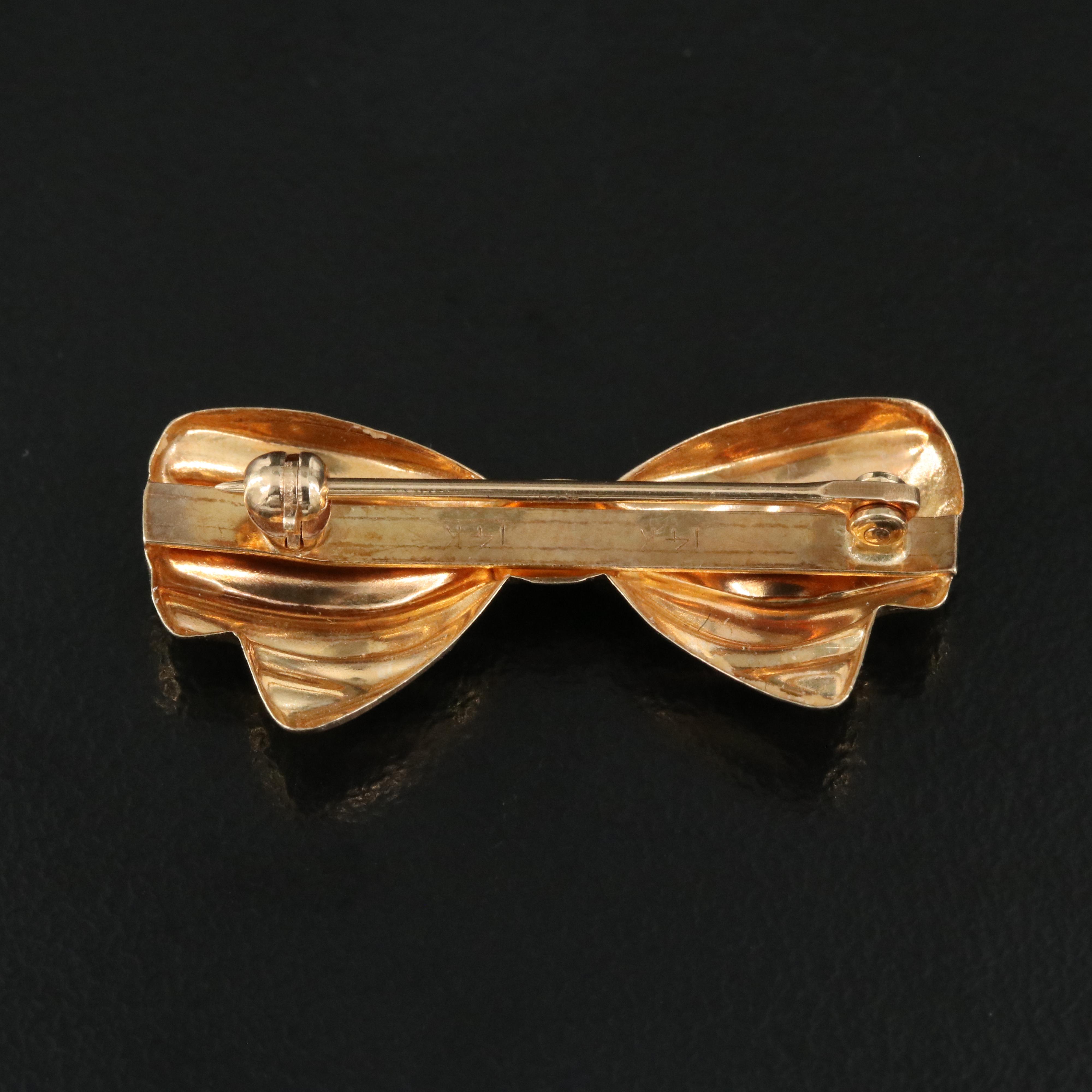 14K Bow Brooch