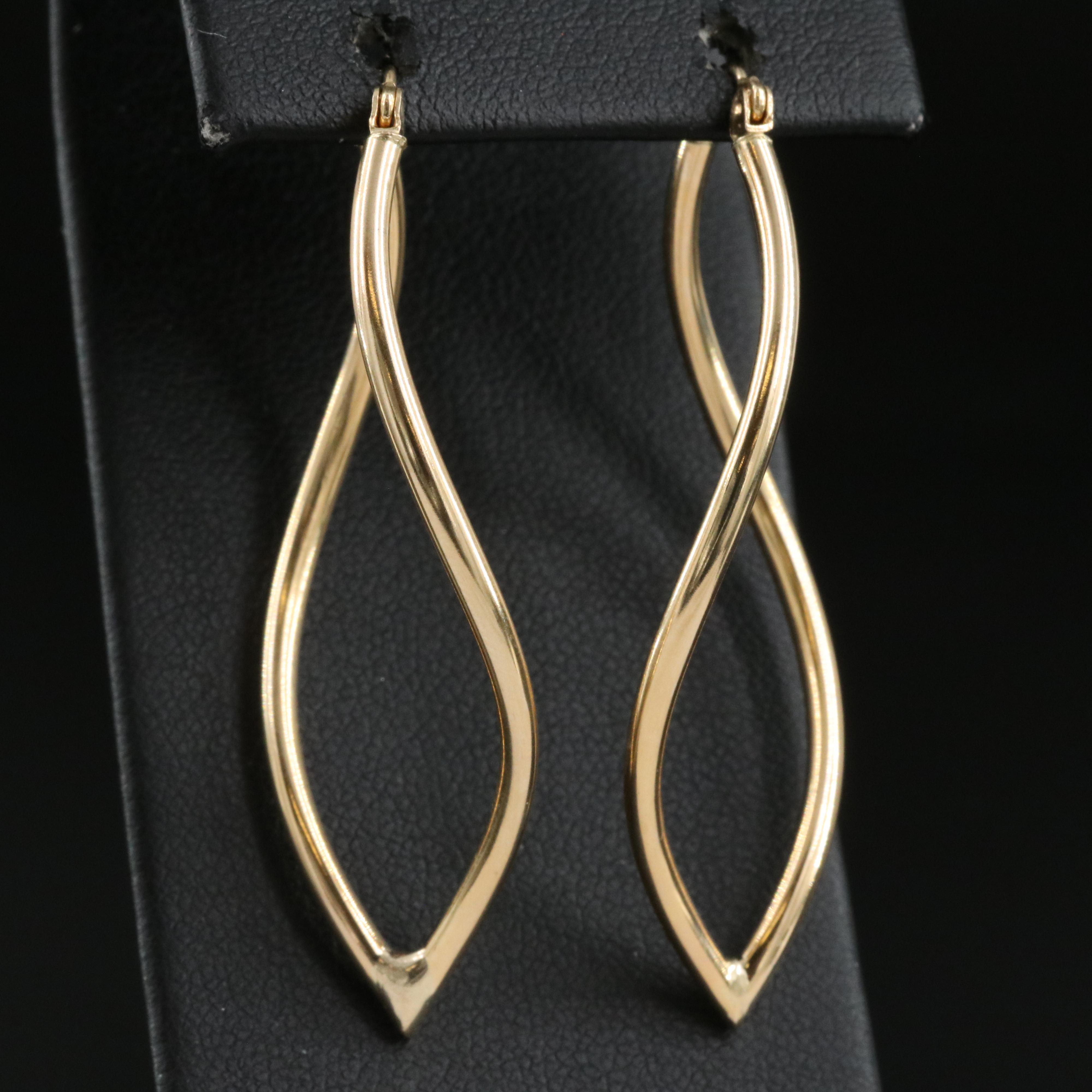 14K Infinity Style Hoop Earrings