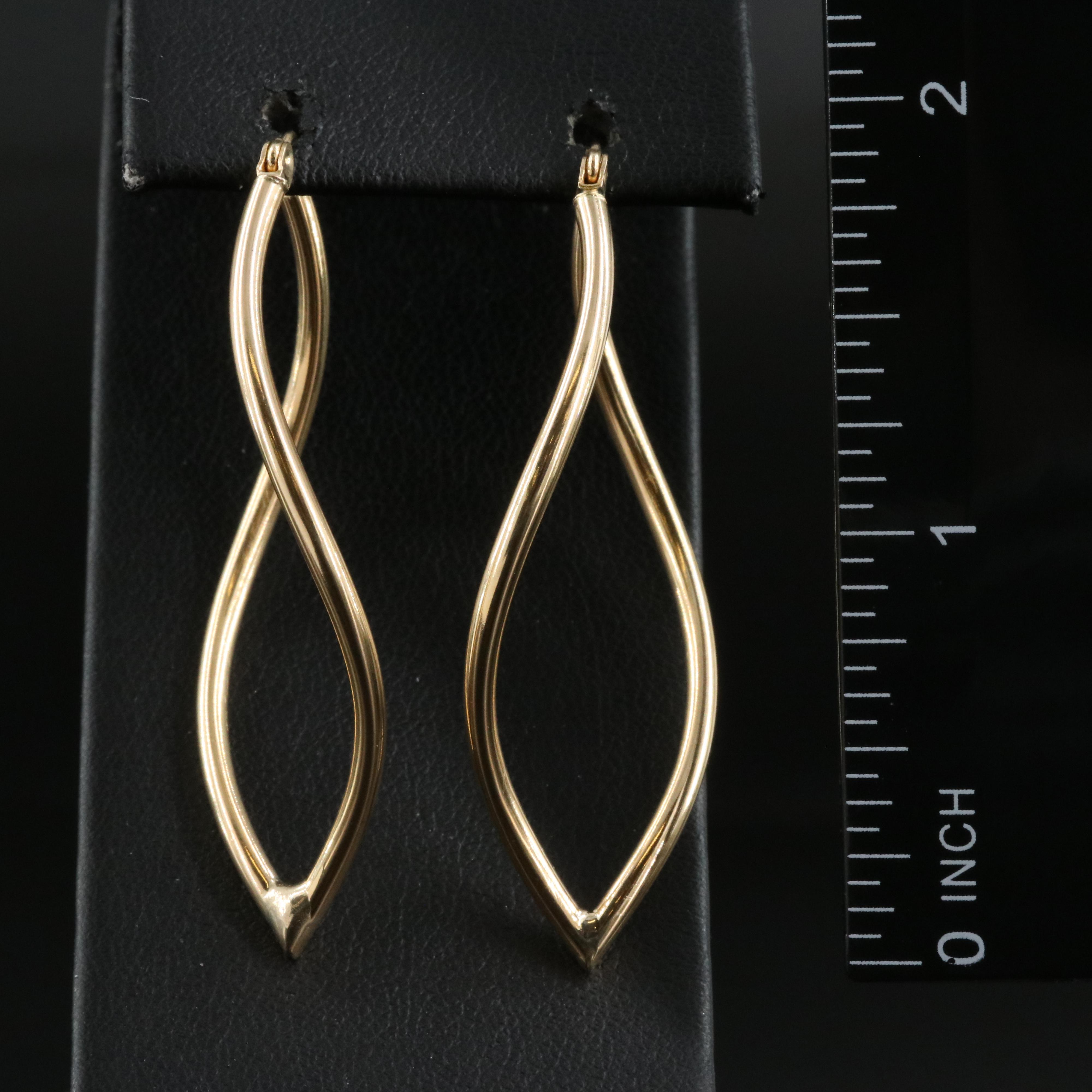 14K Infinity Style Hoop Earrings