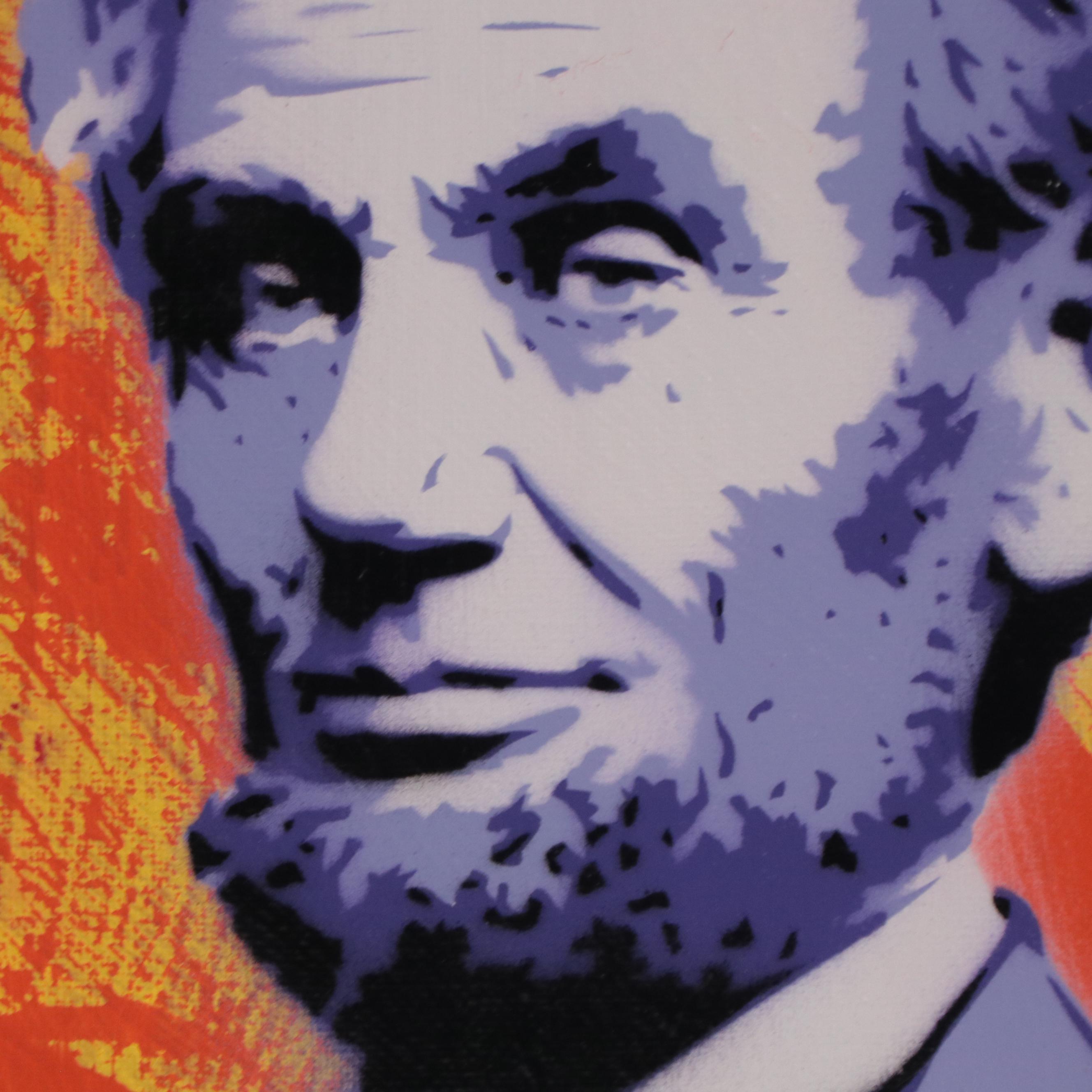 Stylized Mixed Media Painting of Abraham Lincoln Portrait