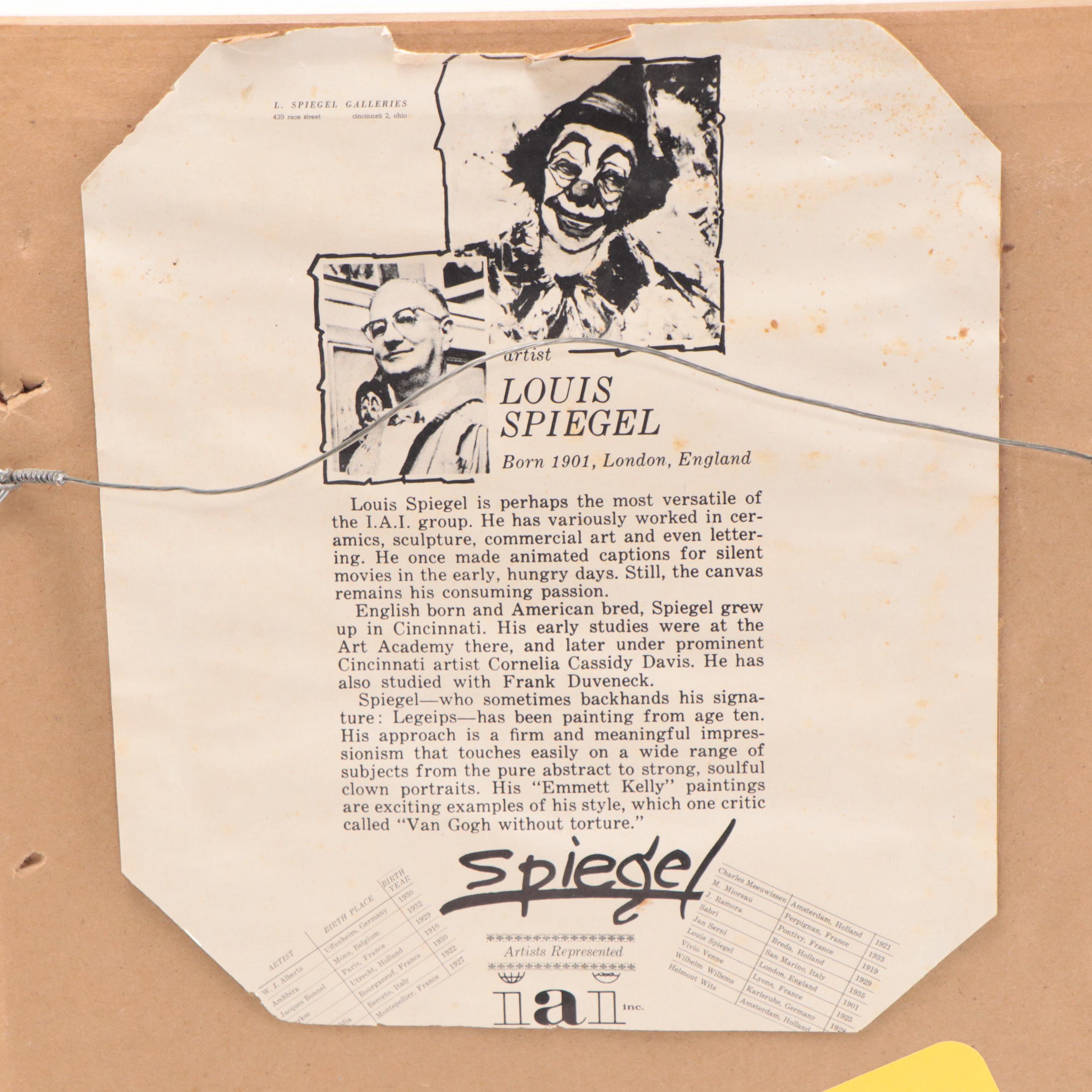 Louis Spiegel Oil Painting of Clown