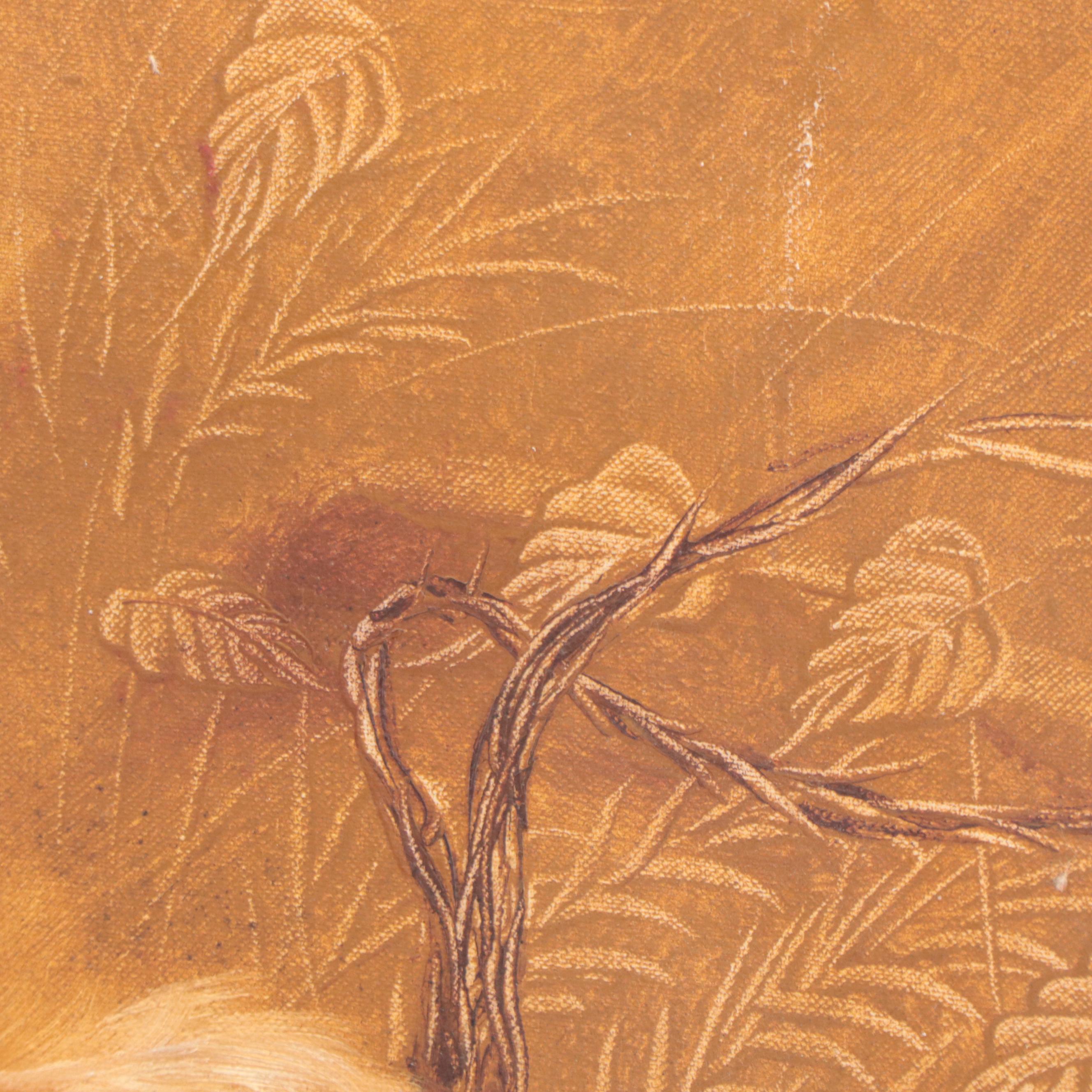 Oil Painting of White Cat Portrait