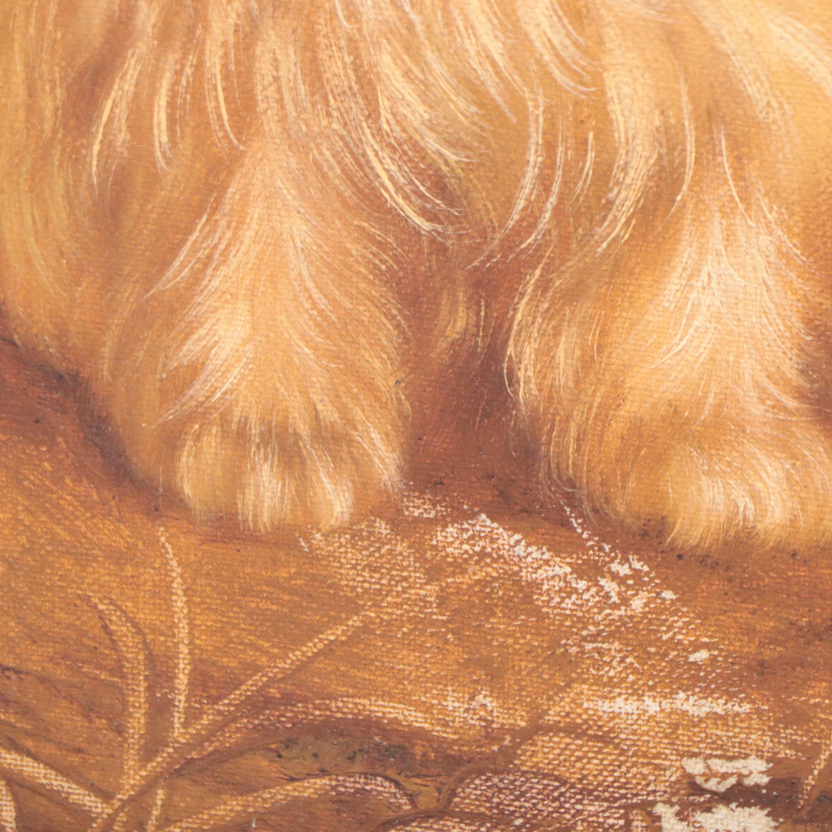 Oil Painting of White Cat Portrait