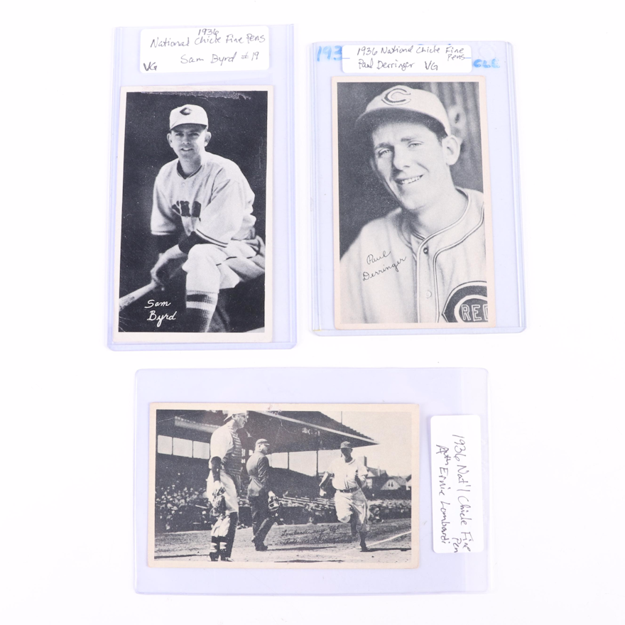 1936 R313 National Chicle Fine Pens Premiums Baseball Cards Including Derringer