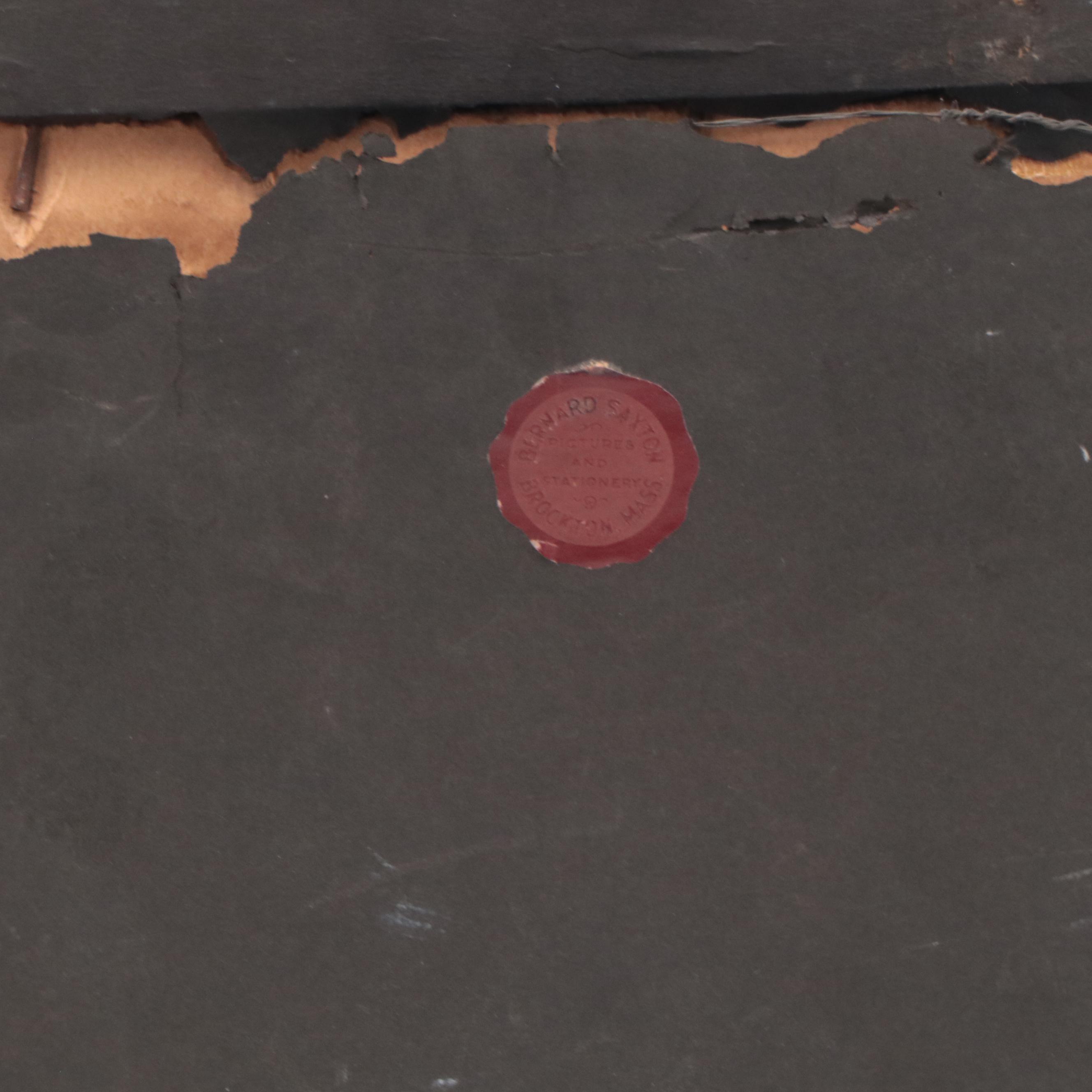 Oil Painting of Sailing Ship On Ocean, Early 20th Century