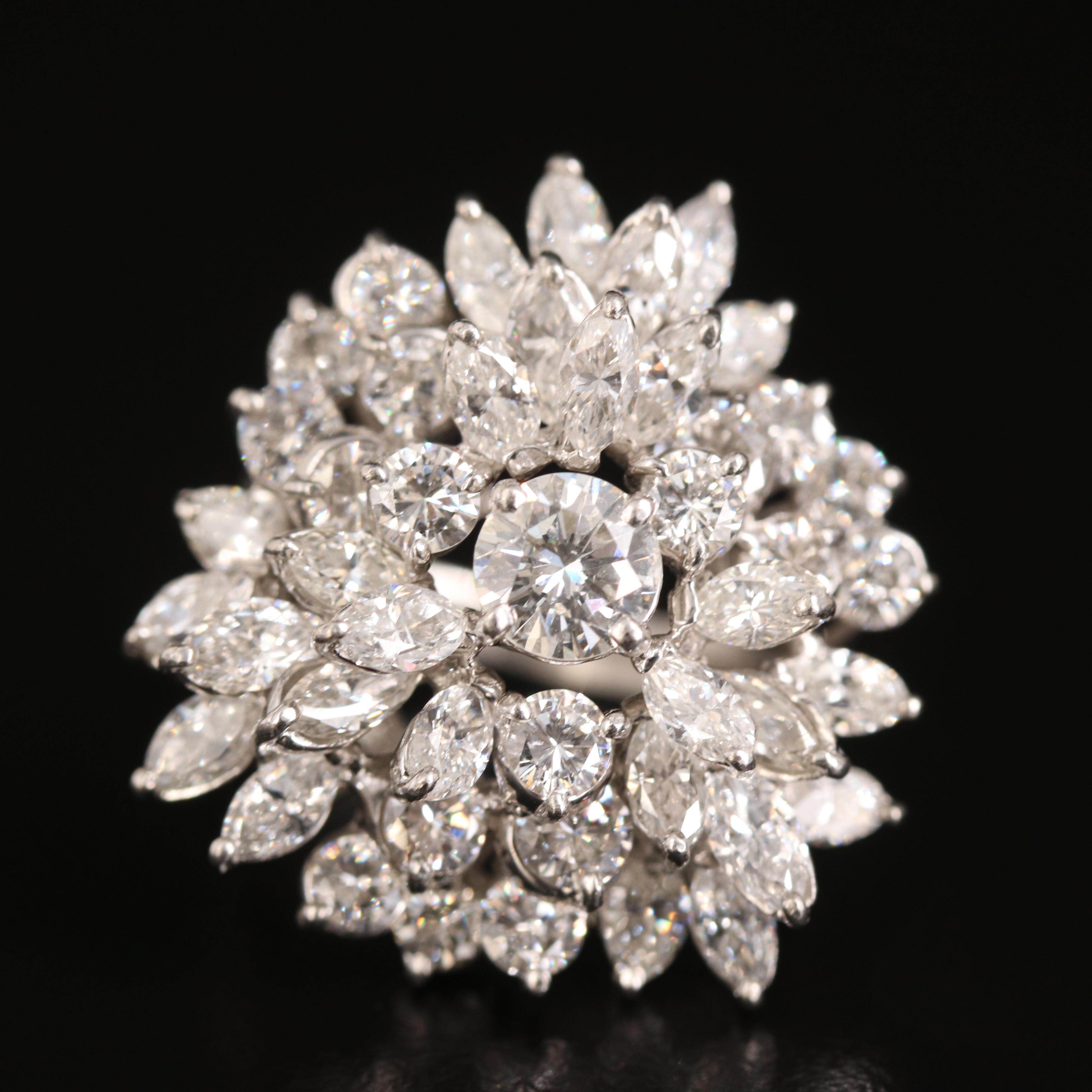 Platinum 7.01 CTW Diamond Cluster Ring
