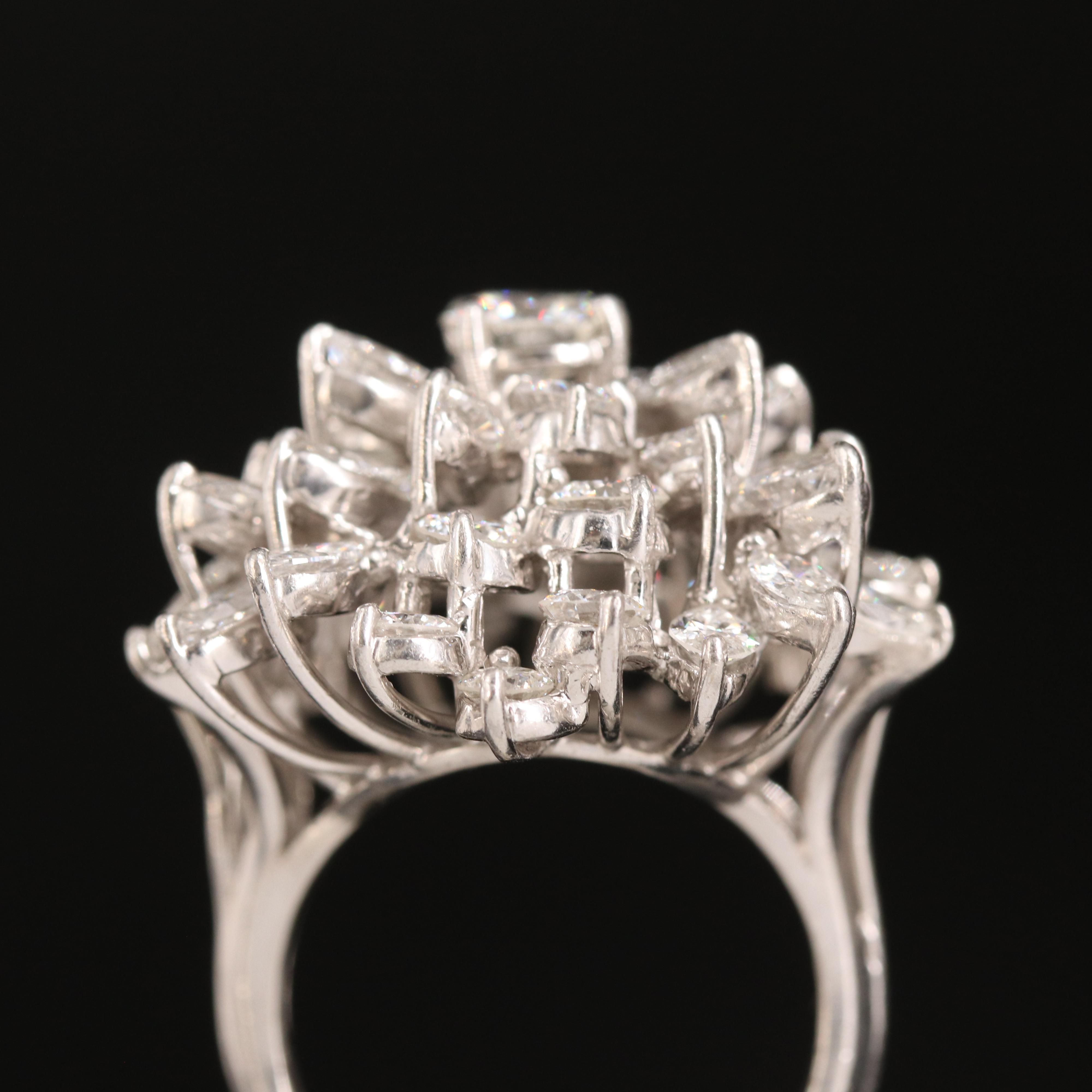 Platinum 7.01 CTW Diamond Cluster Ring