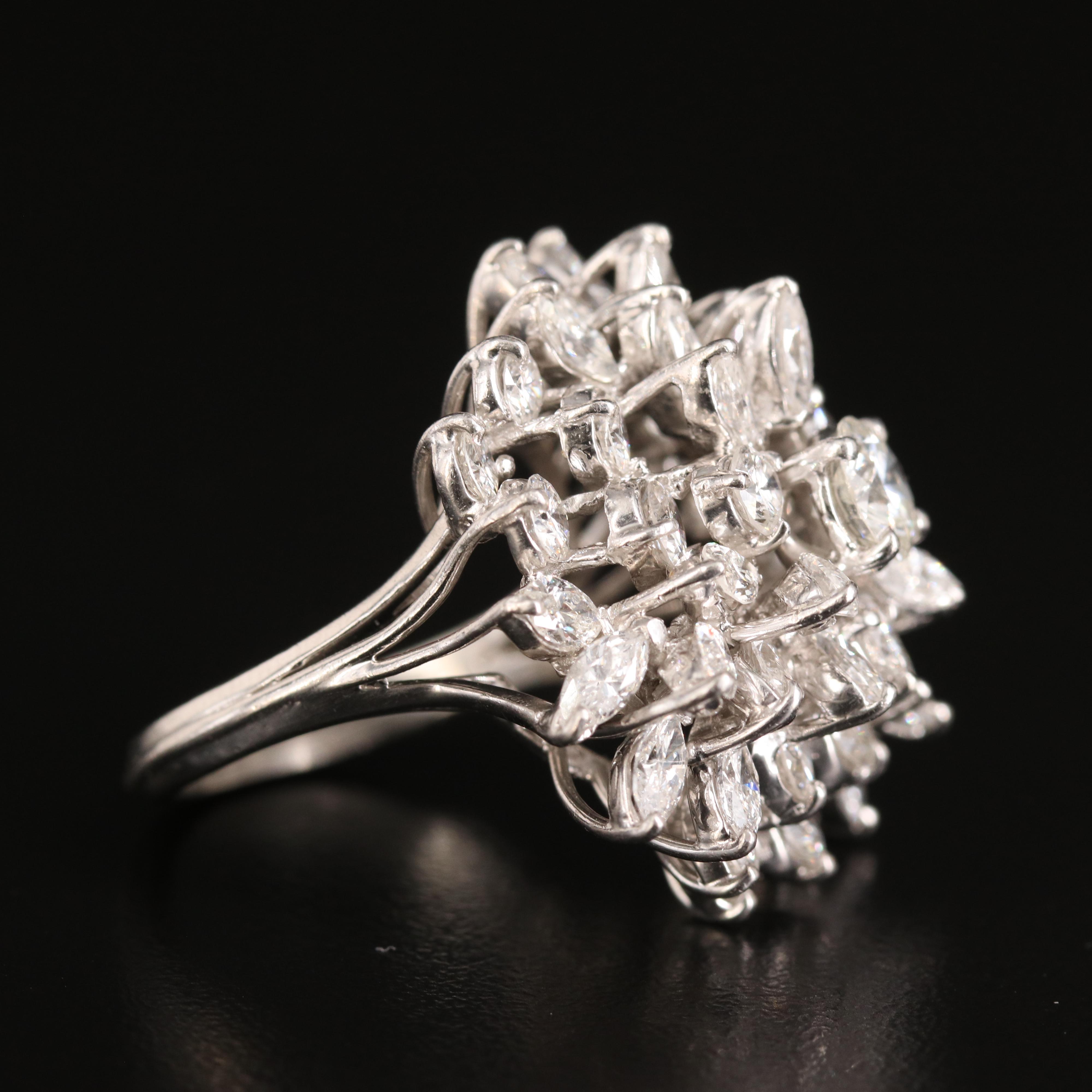 Platinum 7.01 CTW Diamond Cluster Ring
