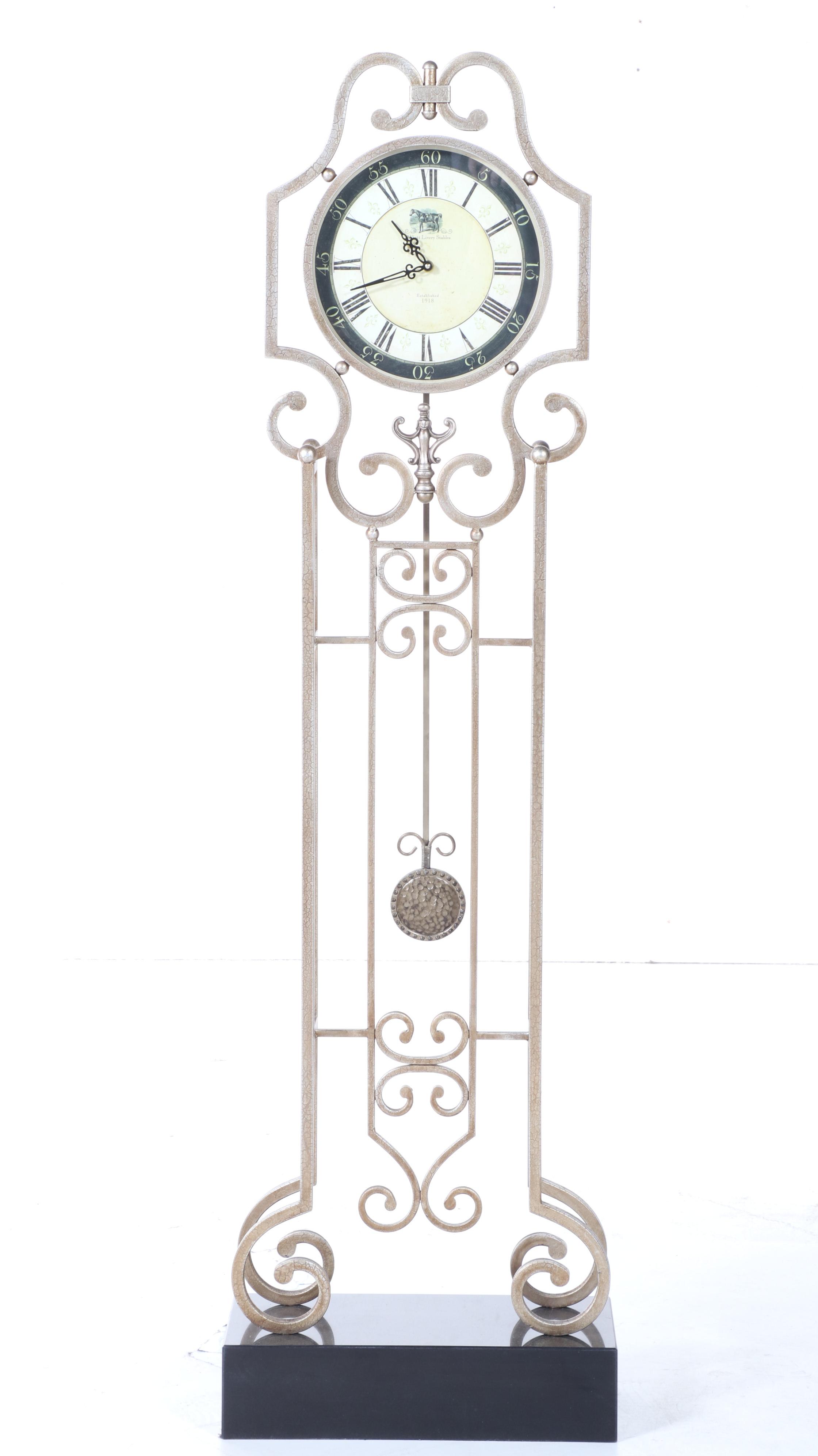 Uttermost "Revelation" Gilt Metal and Marble-Veneered Clock