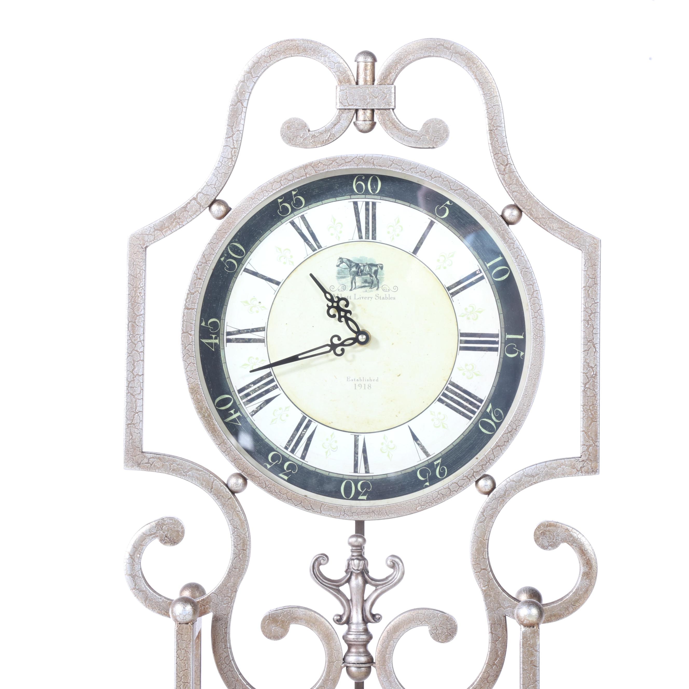 Uttermost "Revelation" Gilt Metal and Marble-Veneered Clock