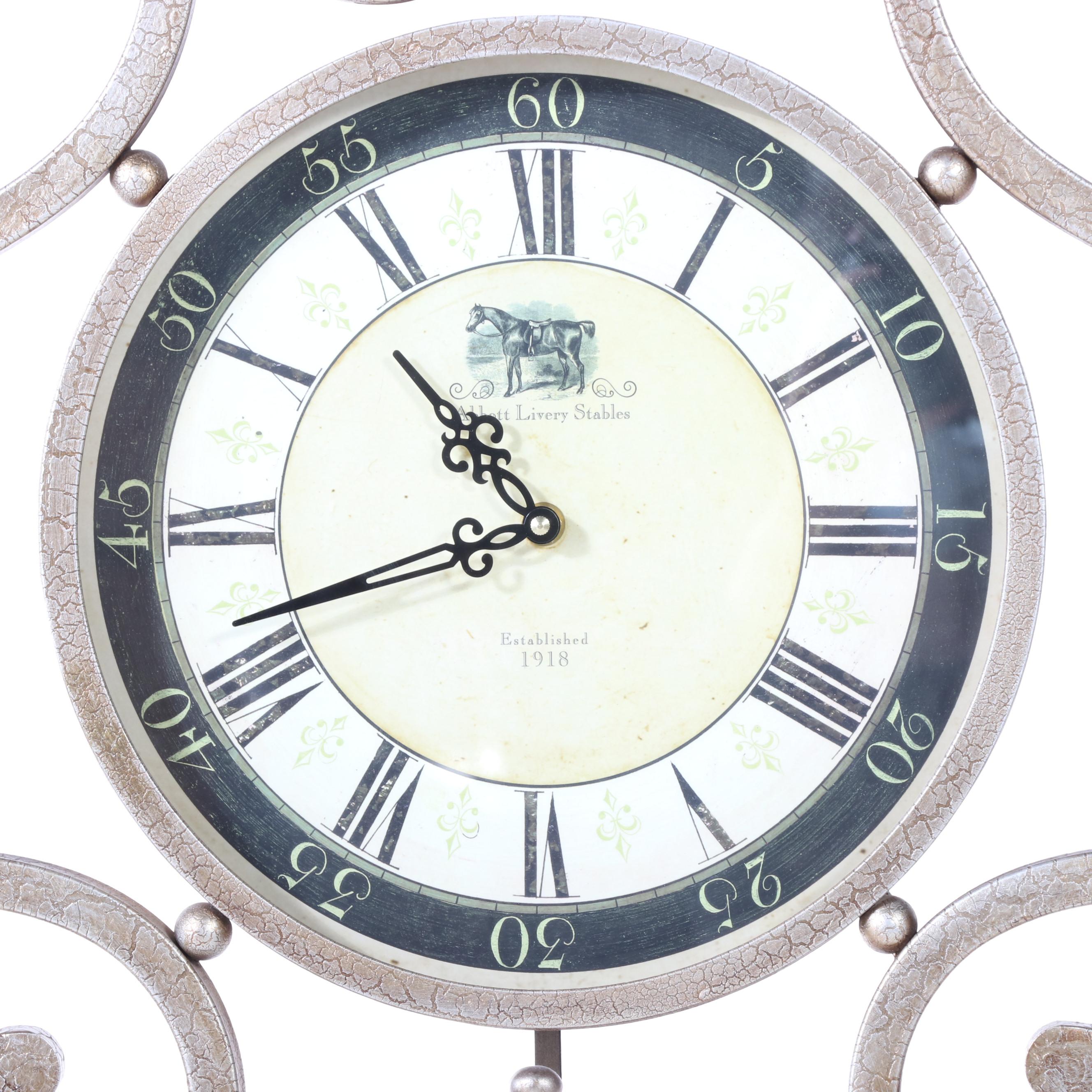 Uttermost "Revelation" Gilt Metal and Marble-Veneered Clock